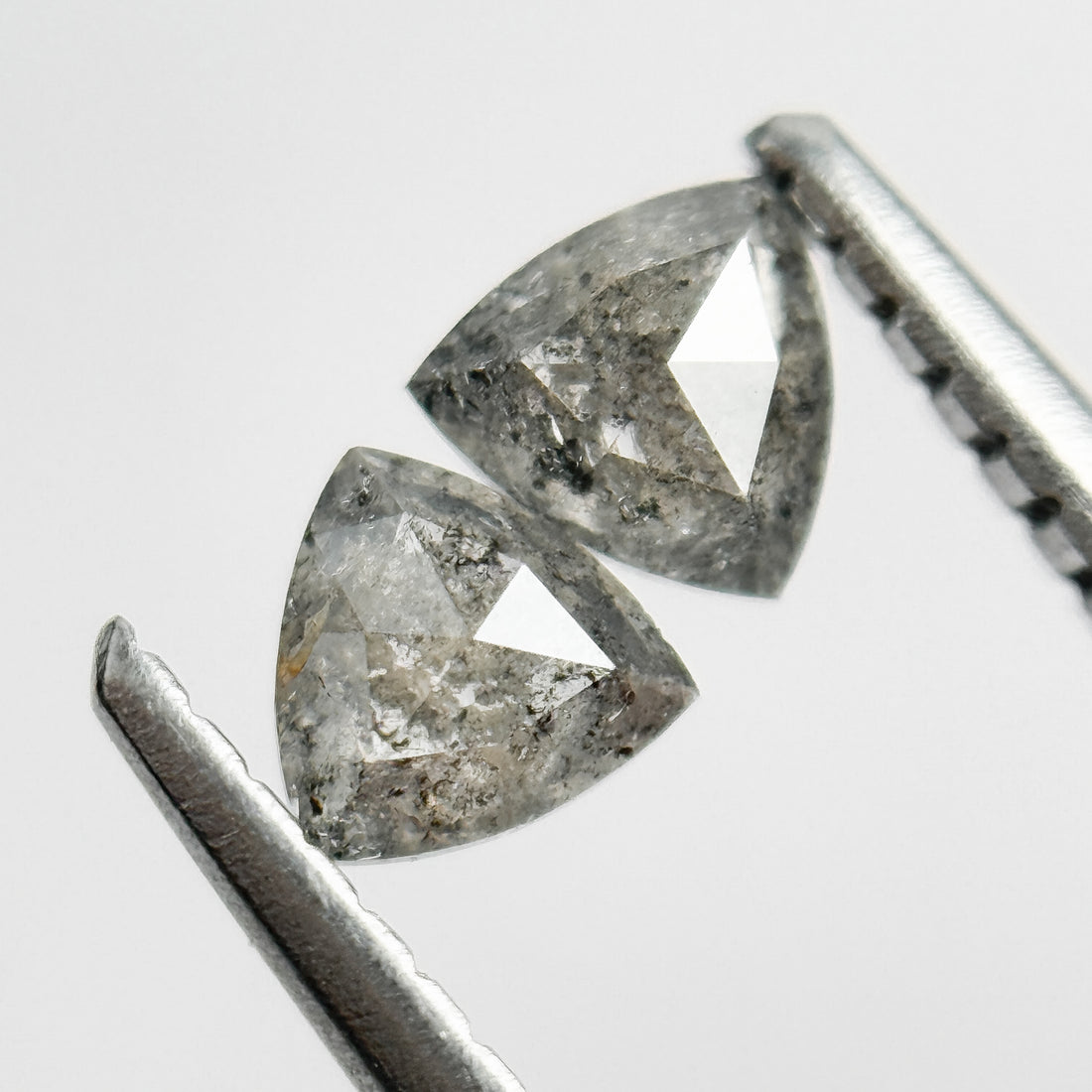 0.42 Ct Triangle Rose Cut Grey Natural Salt and Pepper Diamond