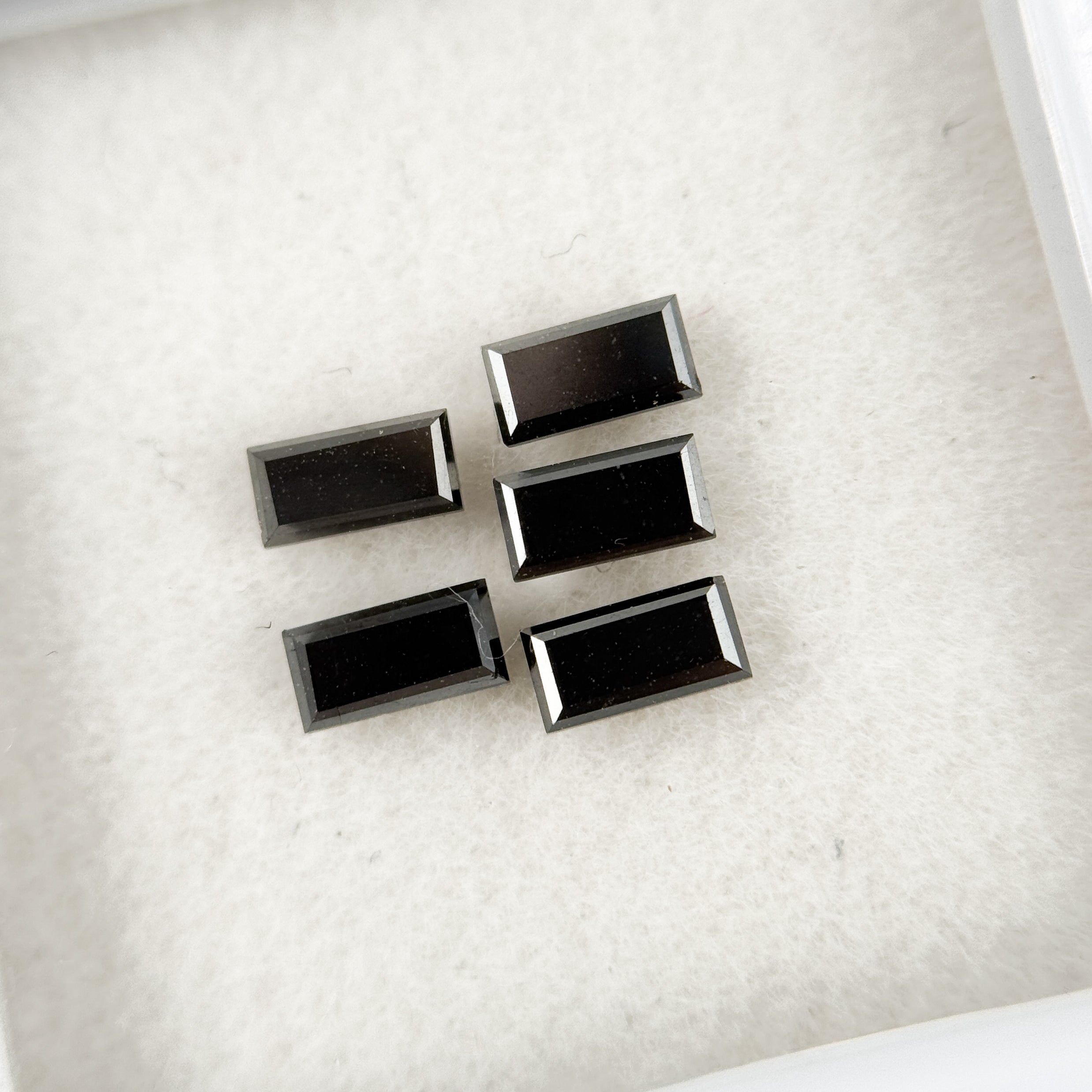 4 MM Baguette Rose Cut Black Natural Fancy Diamond