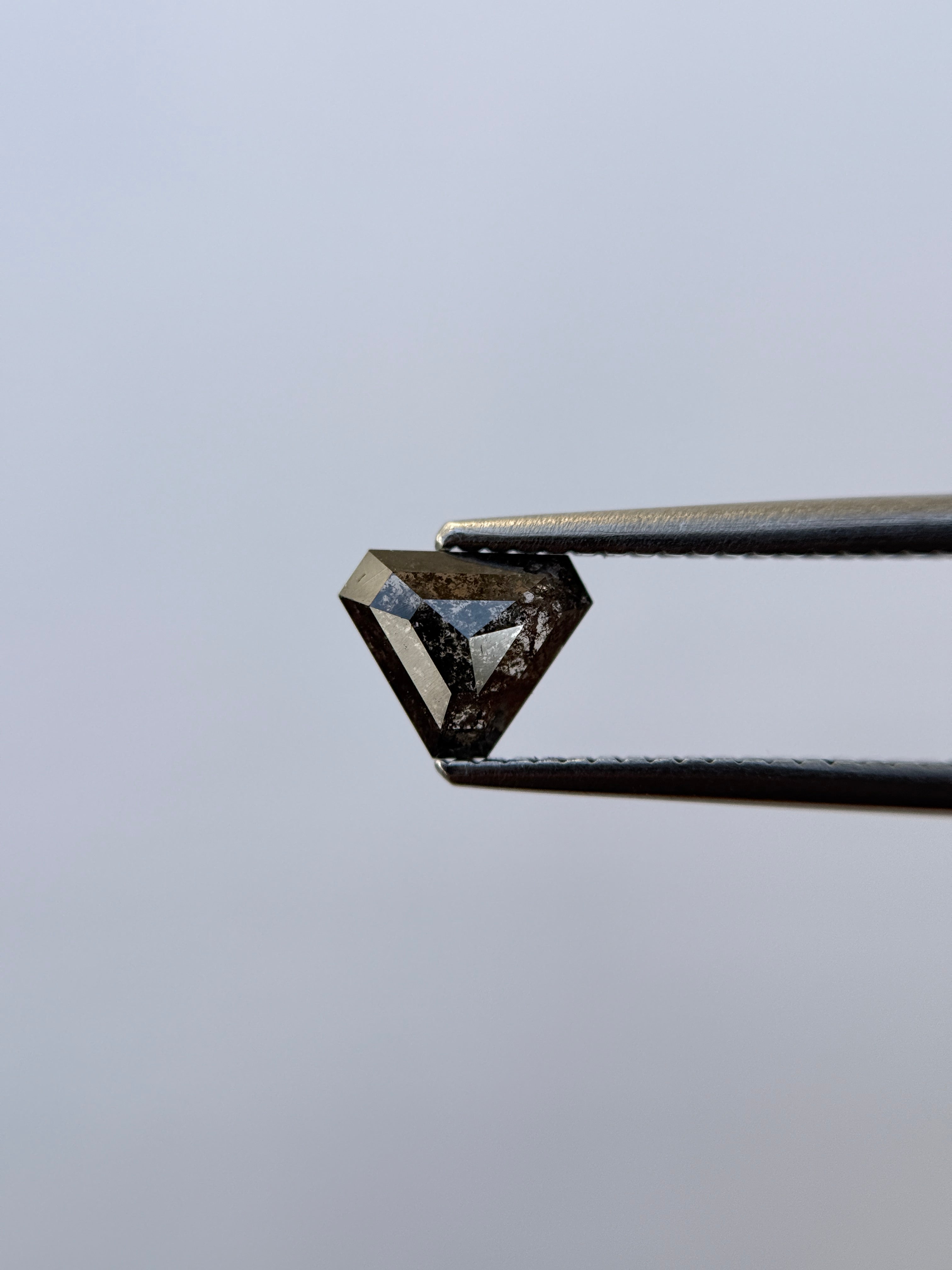 0.81 Ct Triangle Rose Cut Grey Natural Salt and Pepper Diamond