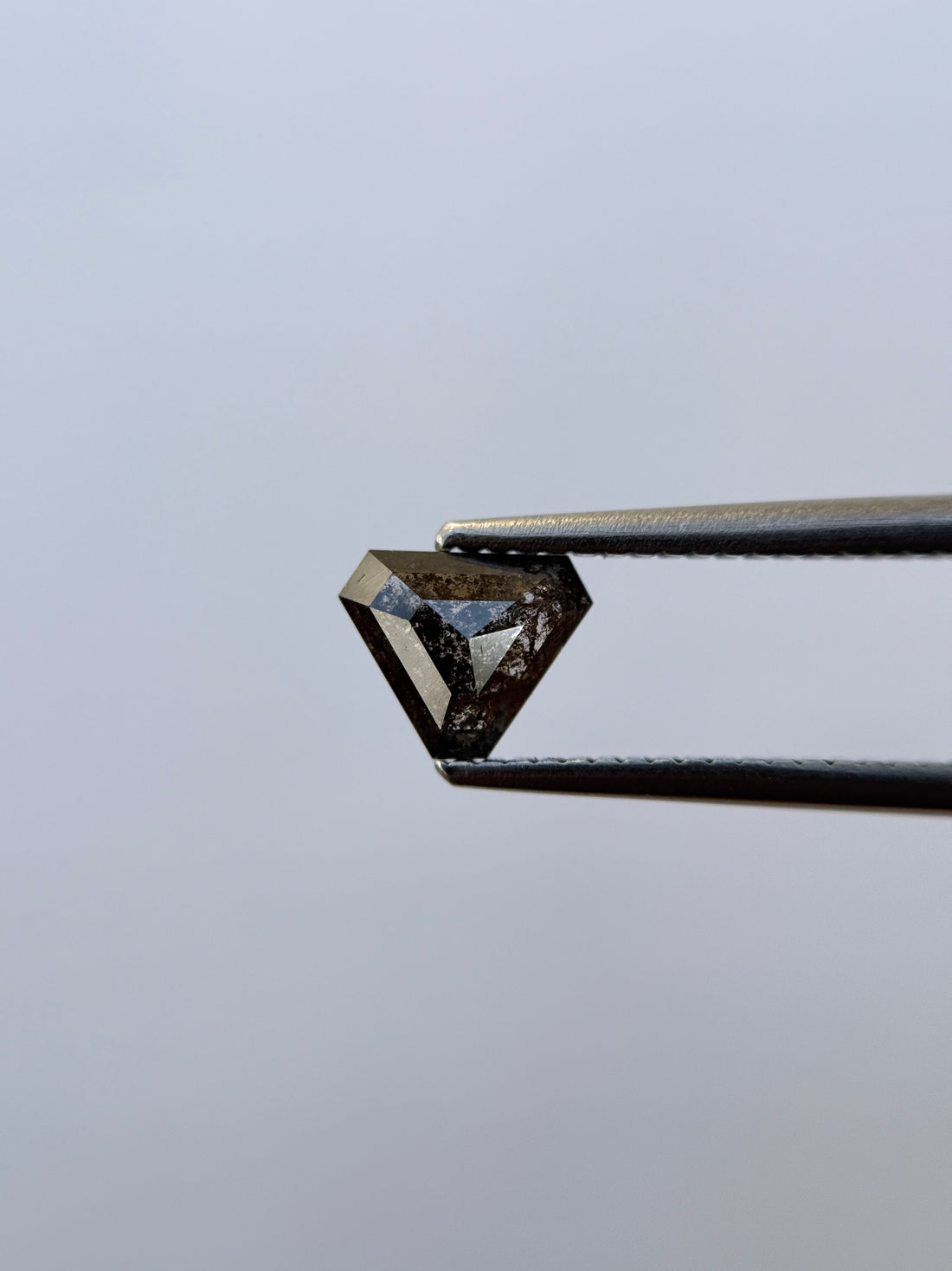 0.81 Ct Triangle Rose Cut Grey Natural Salt and Pepper Diamond