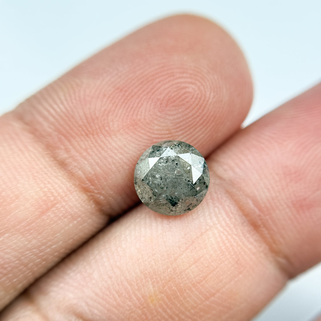 2.08 Ct Round Brilliant Cut Grey Natural Salt and Pepper Diamond