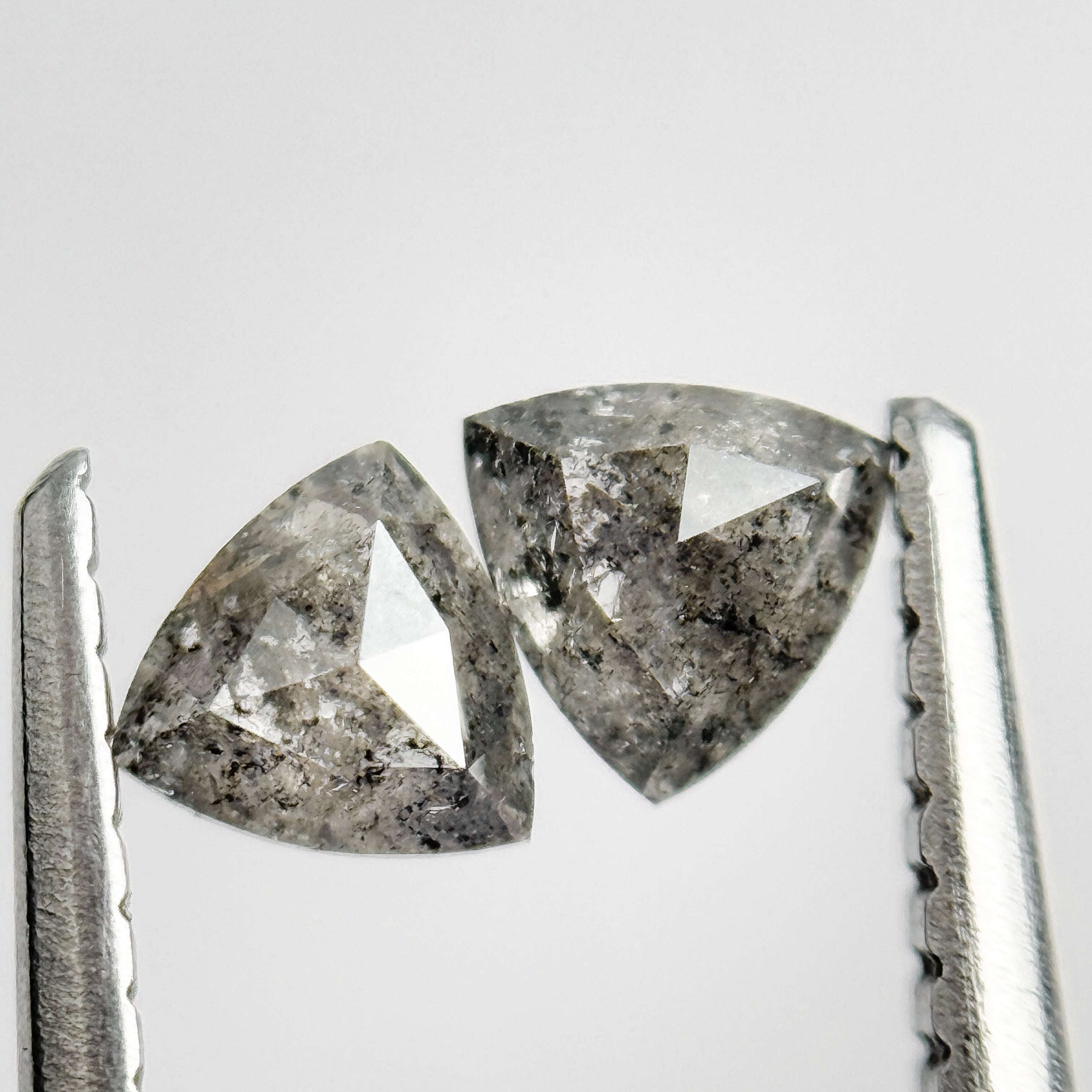 0.42 Ct Triangle Rose Cut Grey Natural Salt and Pepper Diamond