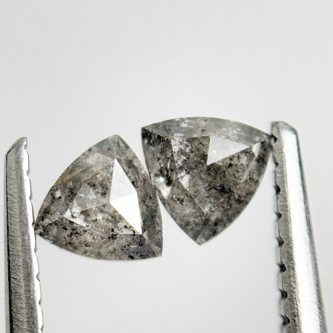 0.42 Ct Triangle Rose Cut Grey Natural Salt and Pepper Diamond