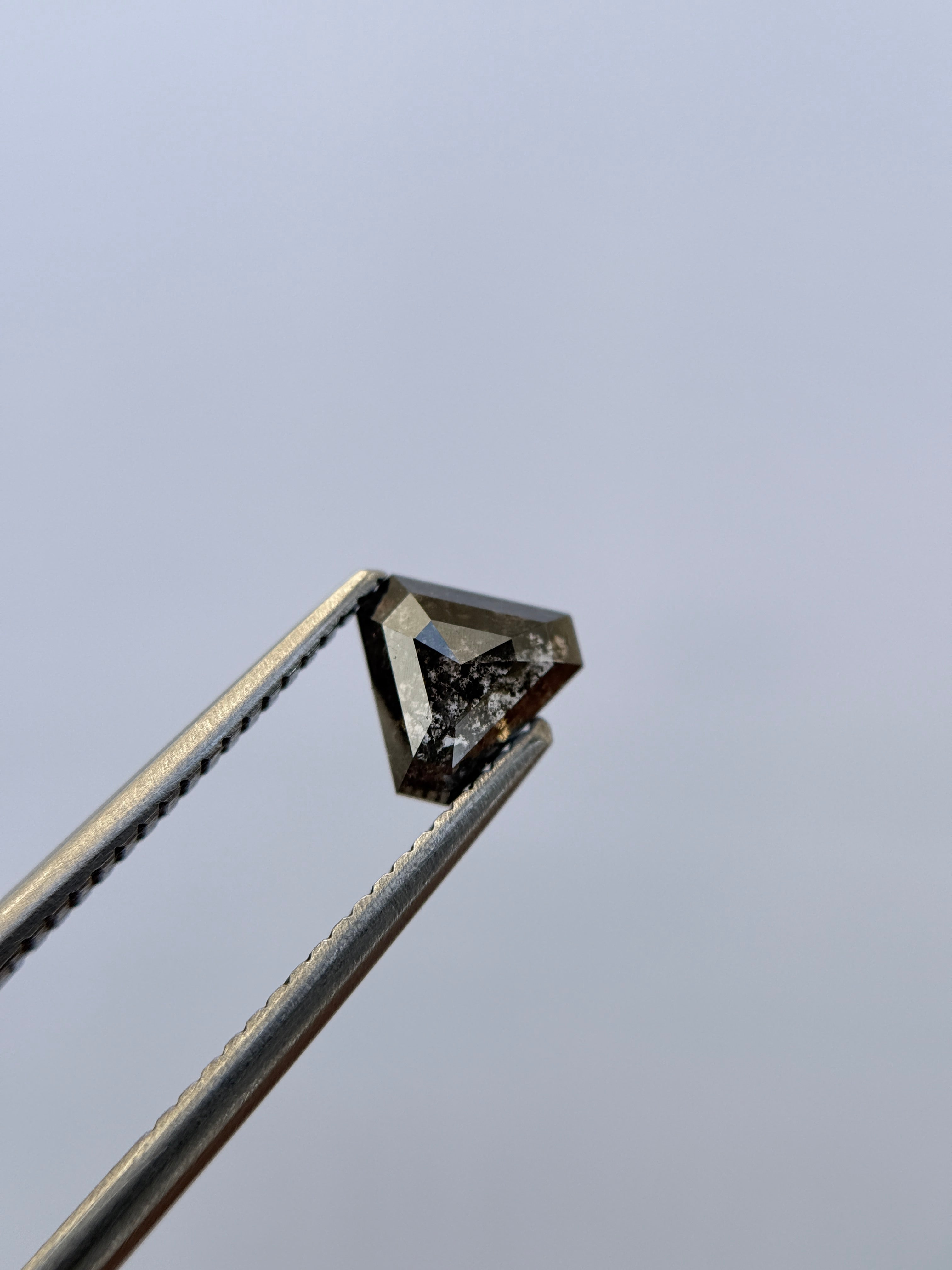 0.81 Ct Triangle Rose Cut Grey Natural Salt and Pepper Diamond