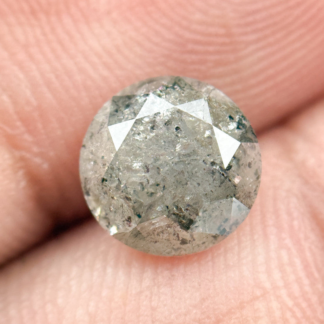 2.08 Ct Round Brilliant Cut Grey Natural Salt and Pepper Diamond