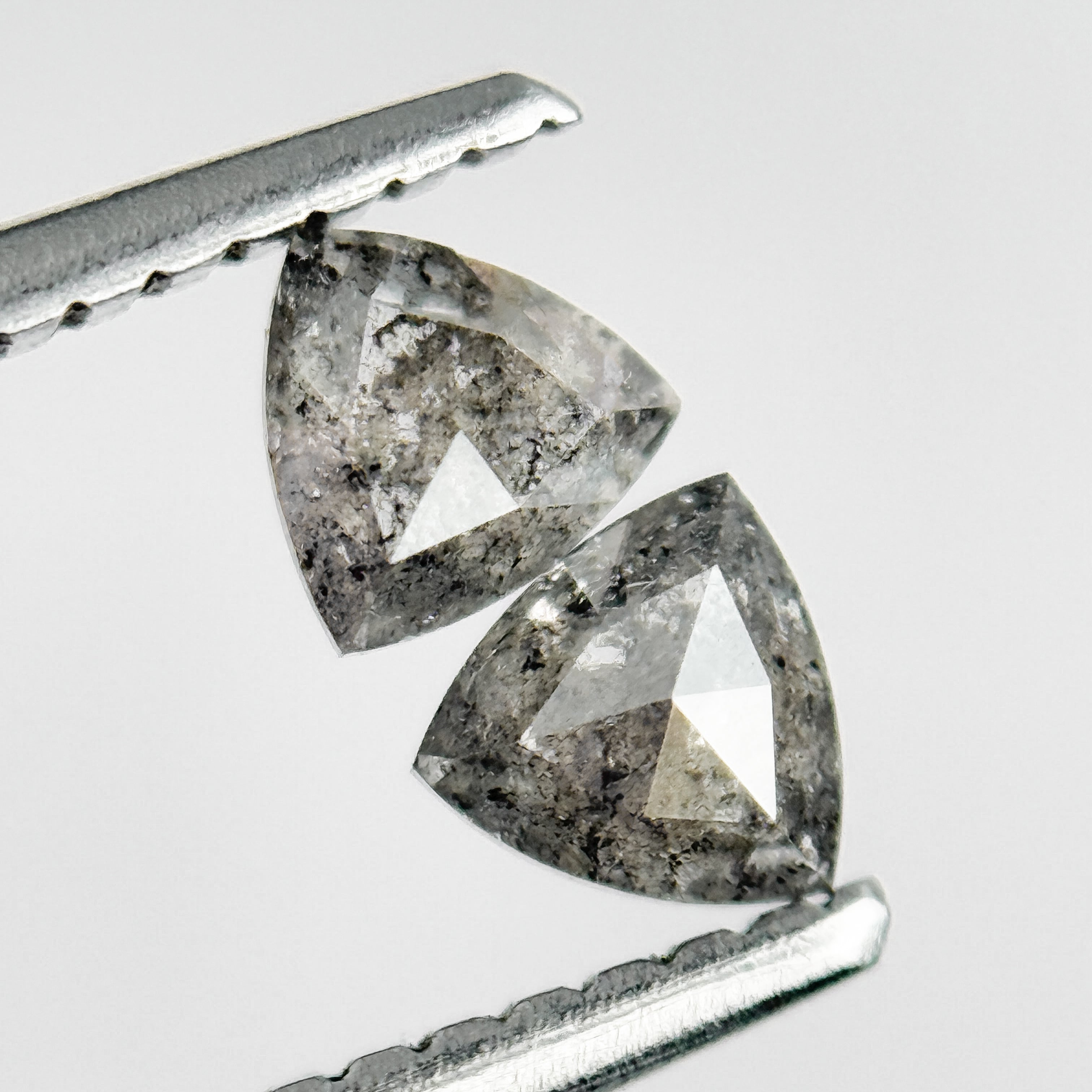 0.42 Ct Triangle Rose Cut Grey Natural Salt and Pepper Diamond