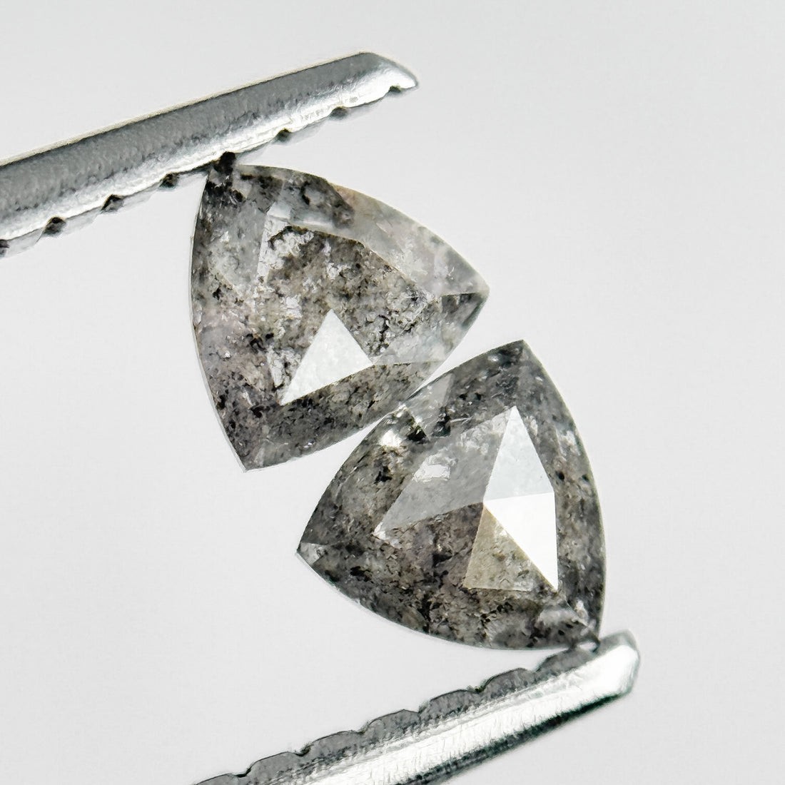 0.42 Ct Triangle Rose Cut Grey Natural Salt and Pepper Diamond