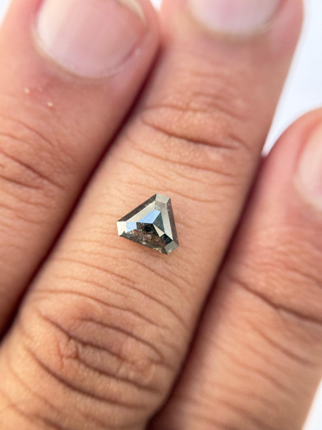 0.81 Ct Triangle Rose Cut Grey Natural Salt and Pepper Diamond