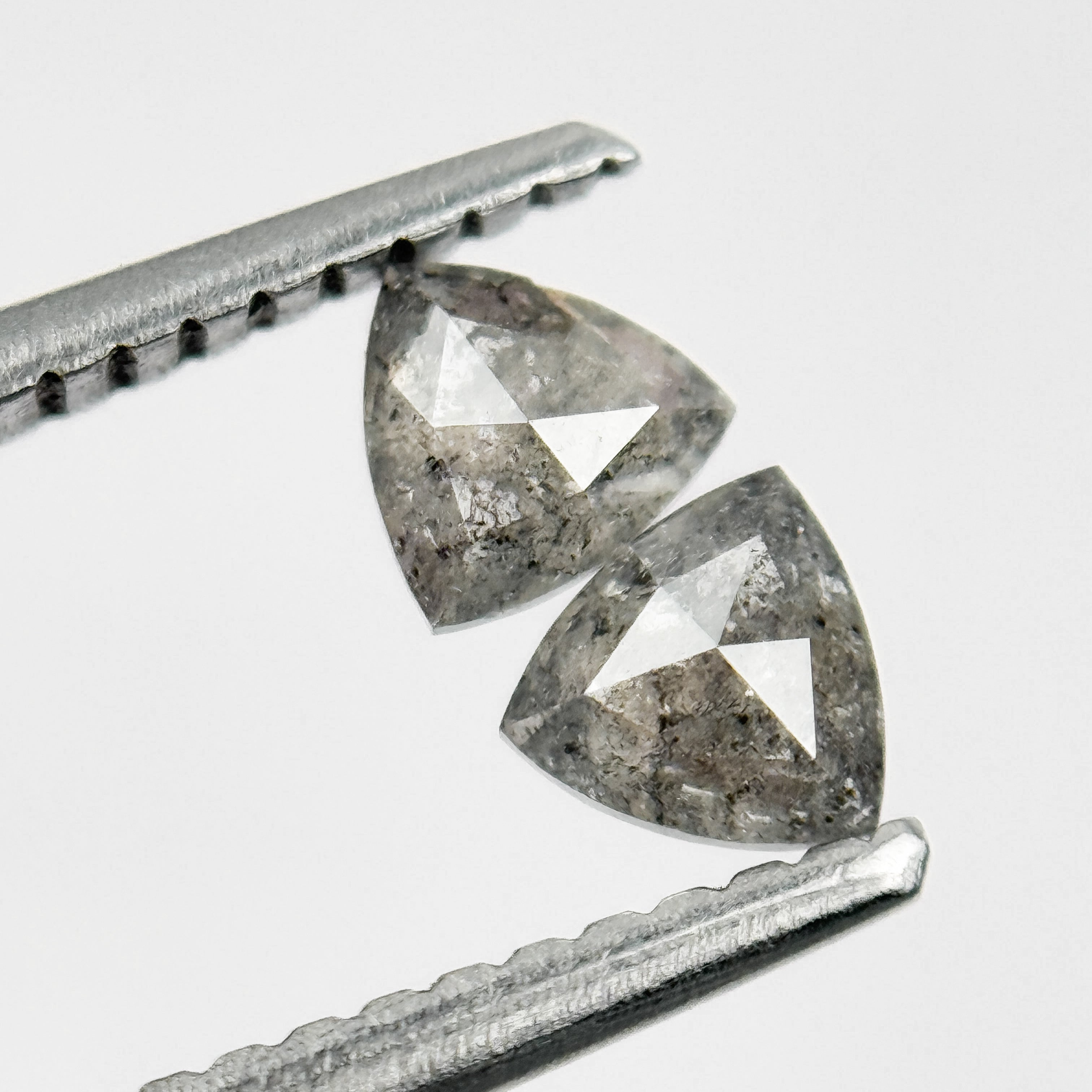 0.42 Ct Triangle Rose Cut Grey Natural Salt and Pepper Diamond
