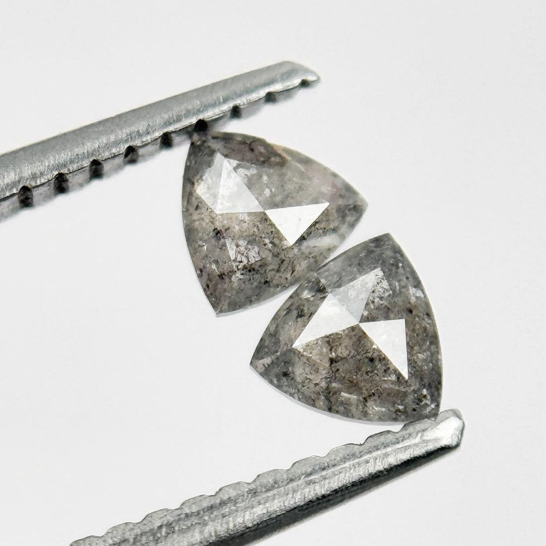 0.42 Ct Triangle Rose Cut Grey Natural Salt and Pepper Diamond