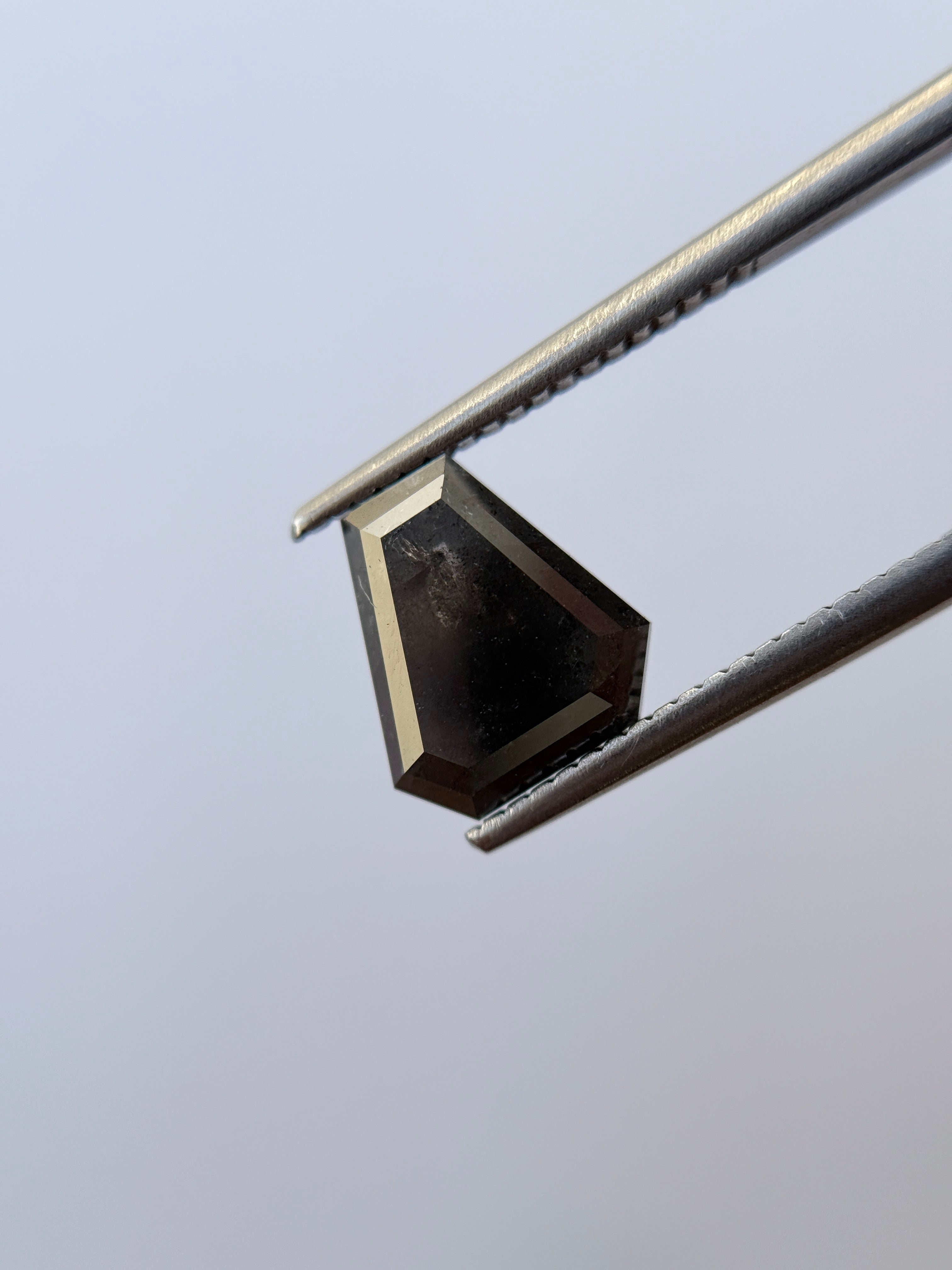 2.54 Ct Coffin Rose Cut Grey Natural Salt and Pepper Diamond
