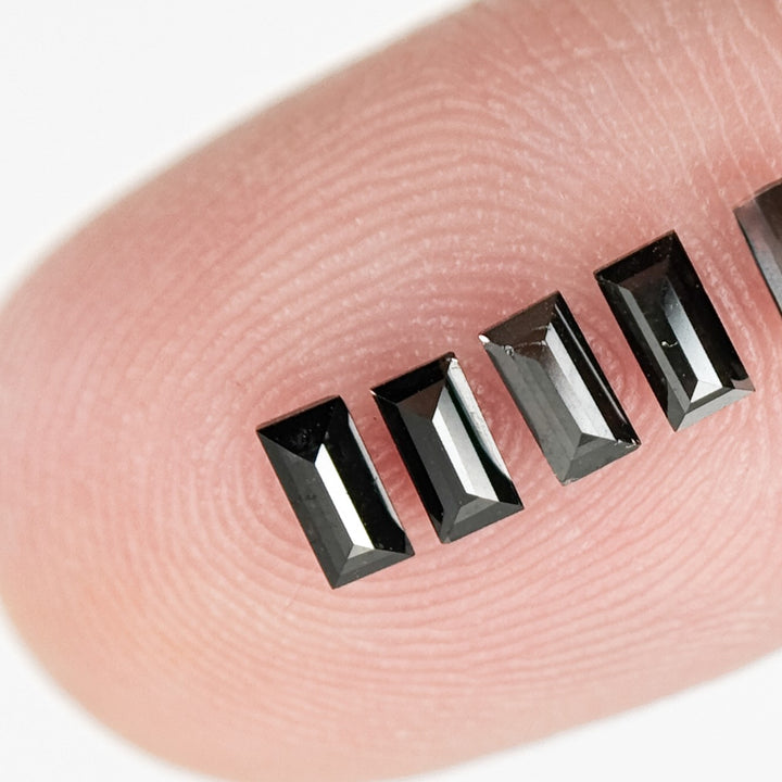 4 MM Baguette Rose Cut Black Natural Fancy Diamond