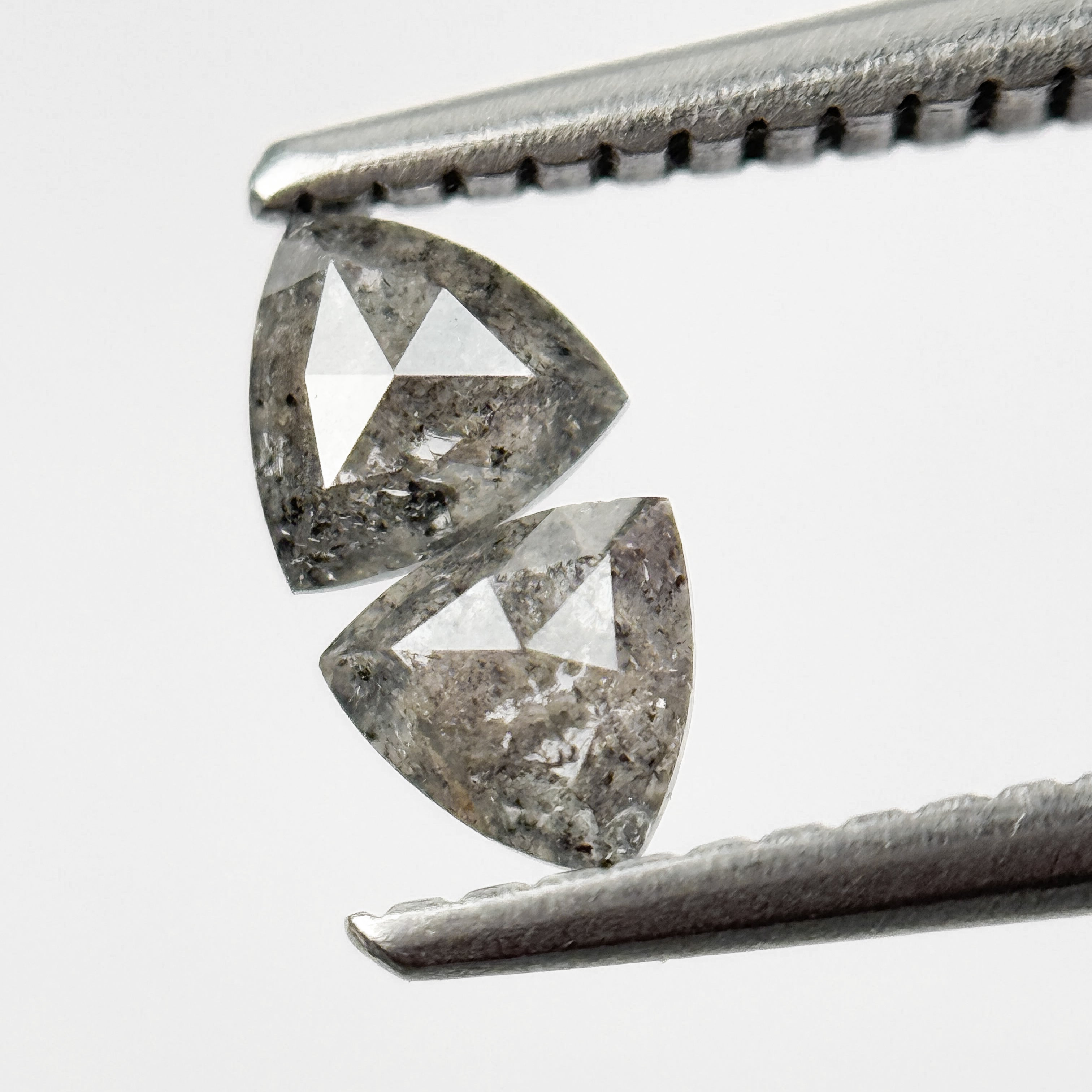 0.42 Ct Triangle Rose Cut Grey Natural Salt and Pepper Diamond