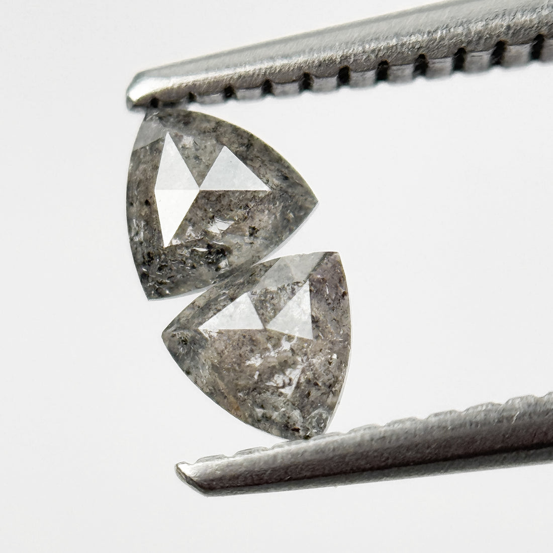 0.42 Ct Triangle Rose Cut Grey Natural Salt and Pepper Diamond