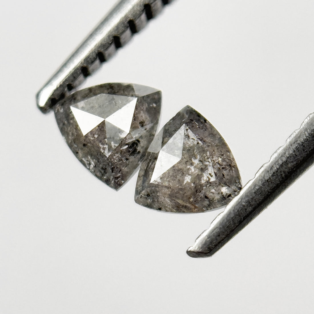 0.42 Ct Triangle Rose Cut Grey Natural Salt and Pepper Diamond