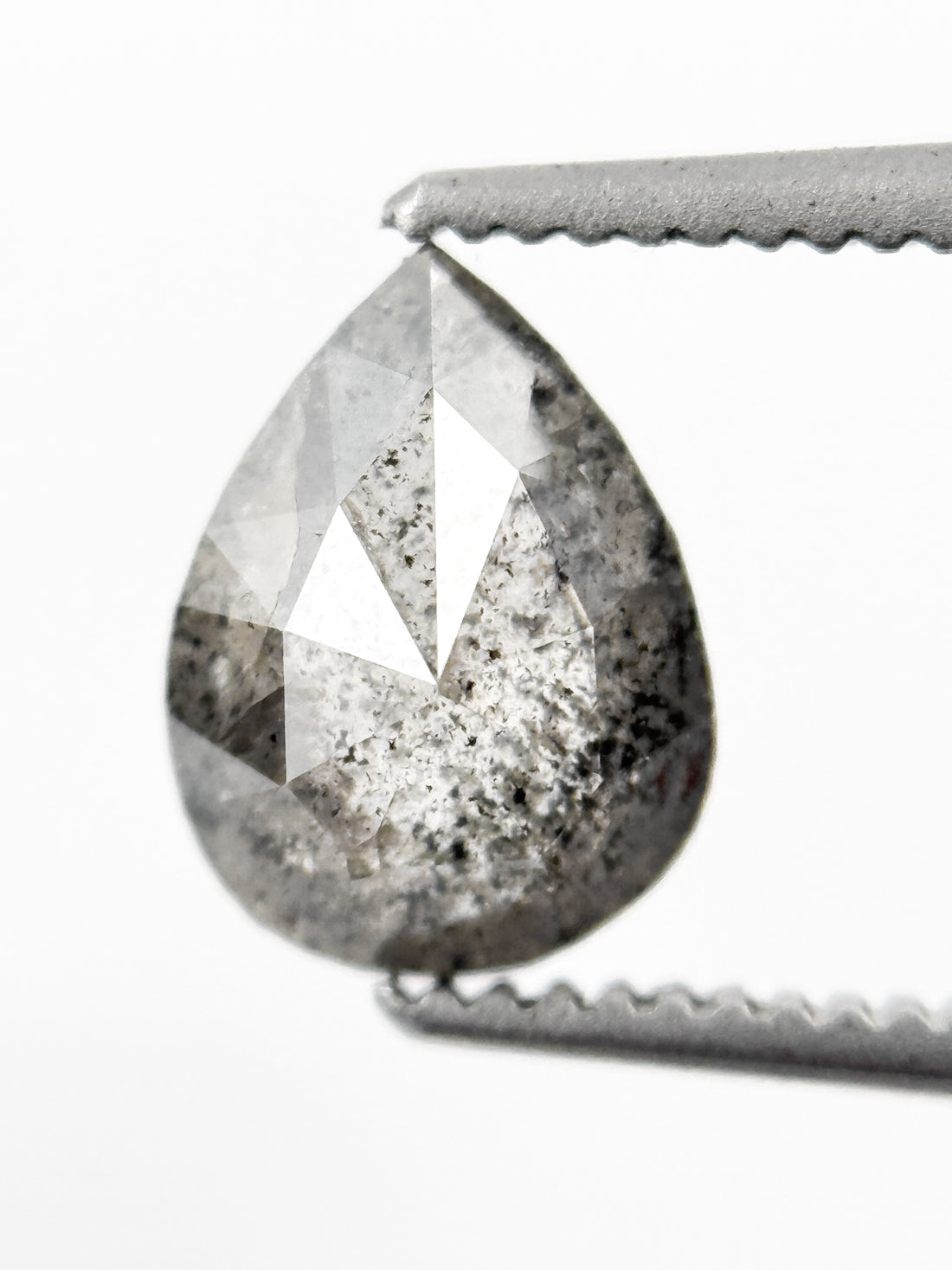 1.24 Ct Pear Rose Cut Grey Natural Galaxy Diamond