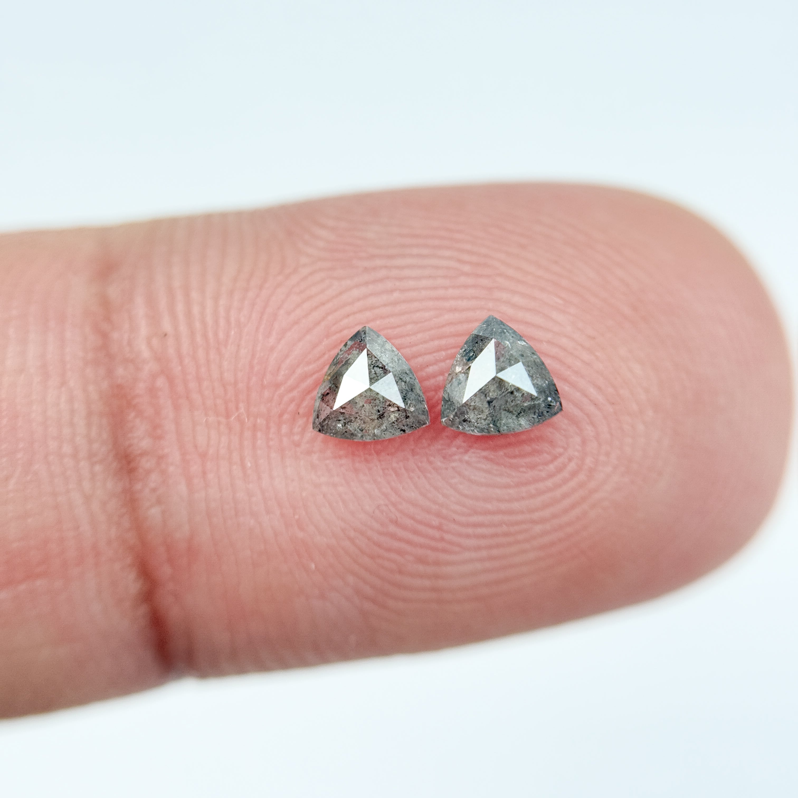 0.42 Ct Triangle Rose Cut Grey Natural Salt and Pepper Diamond