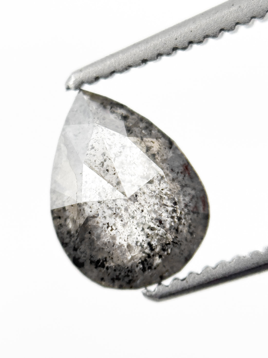 1.24 Ct Pear Rose Cut Grey Natural Galaxy Diamond