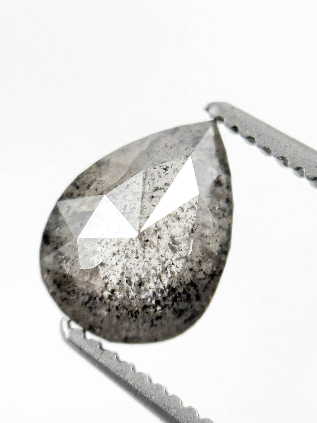 1.24 Ct Pear Rose Cut Grey Natural Galaxy Diamond