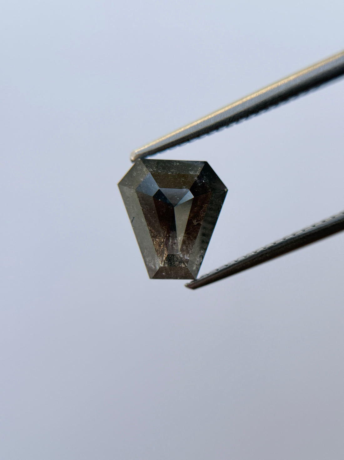 2.54 Ct Coffin Rose Cut Grey Natural Salt and Pepper Diamond