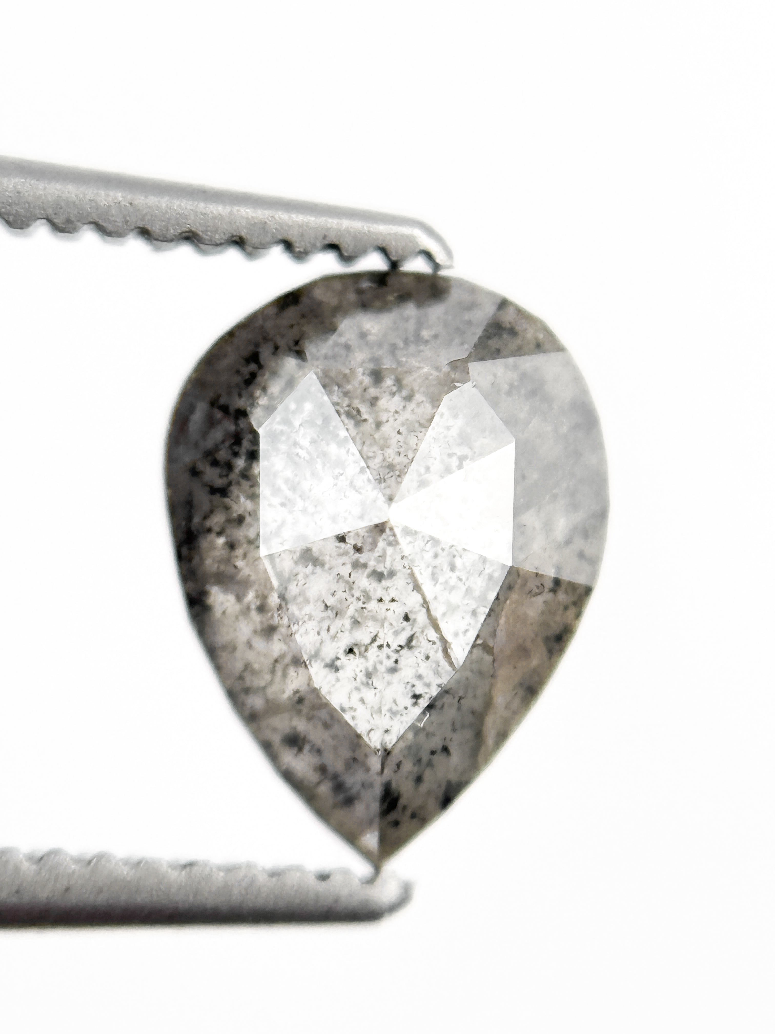 1.24 Ct Pear Rose Cut Grey Natural Galaxy Diamond