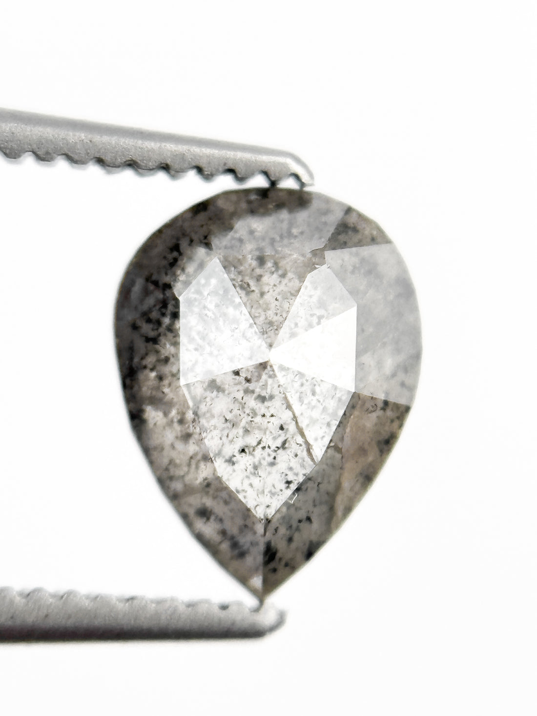 1.24 Ct Pear Rose Cut Grey Natural Galaxy Diamond