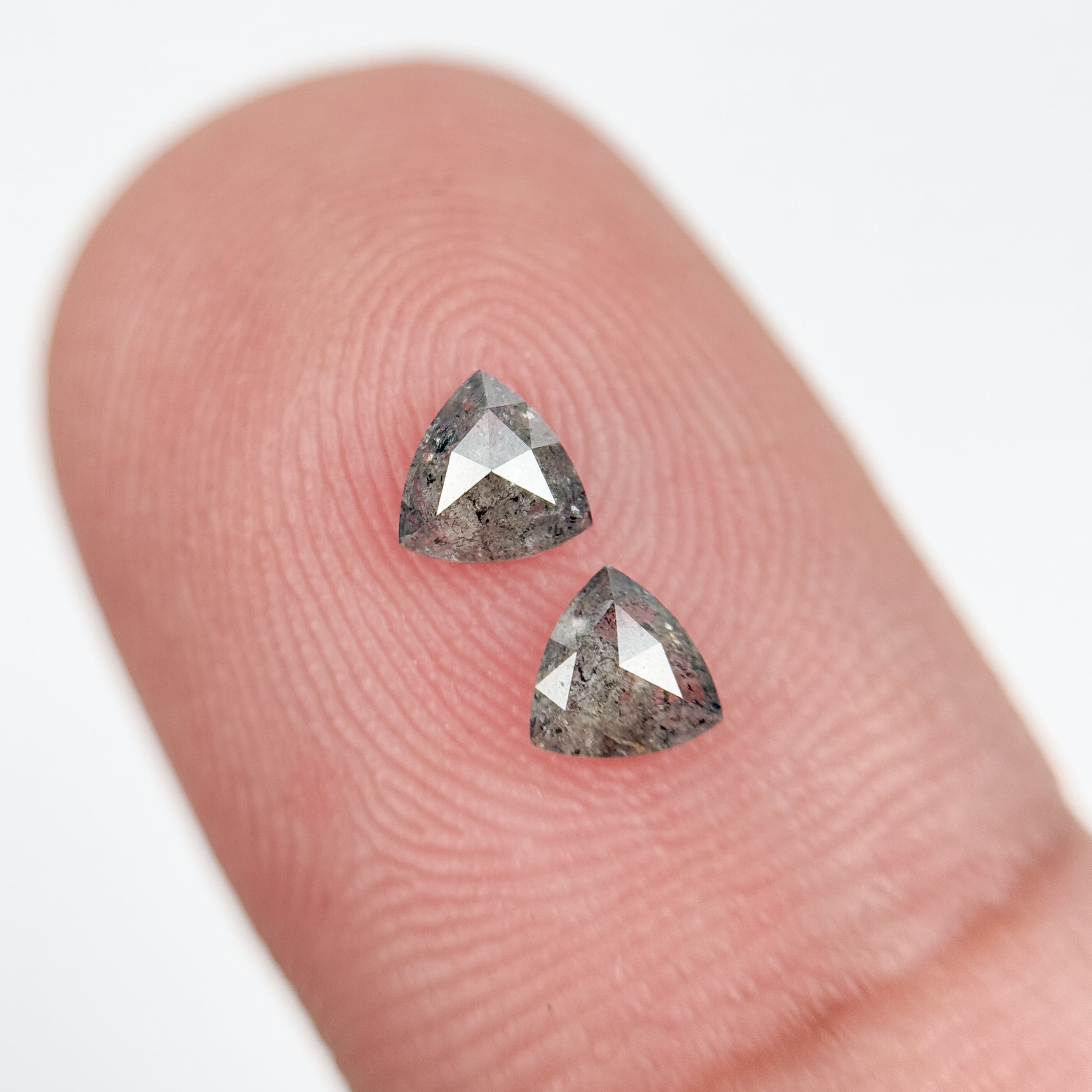 0.42 Ct Triangle Rose Cut Grey Natural Salt and Pepper Diamond