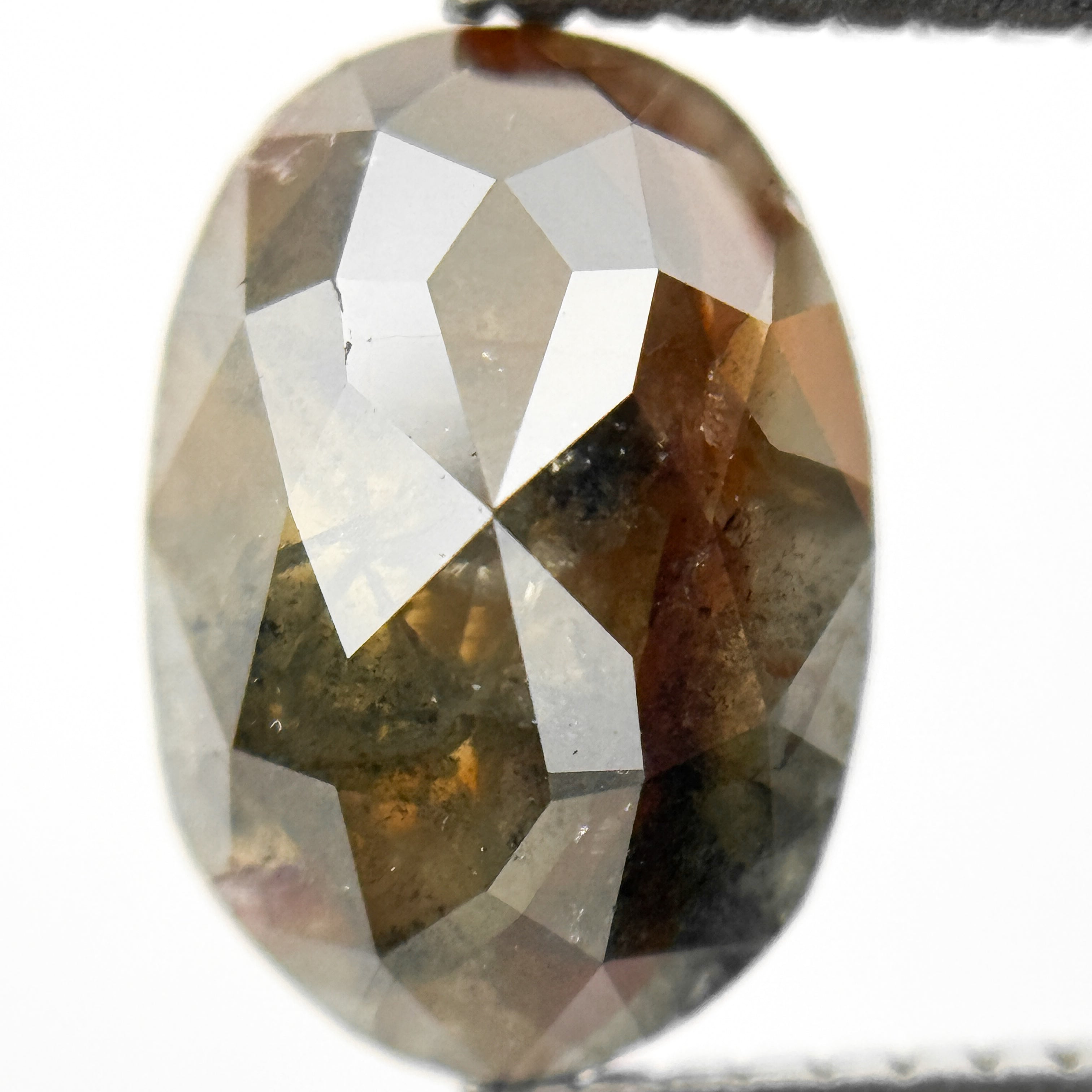 2.27 Ct Oval Rose Cut Brown Natural Salt and Pepper Diamond