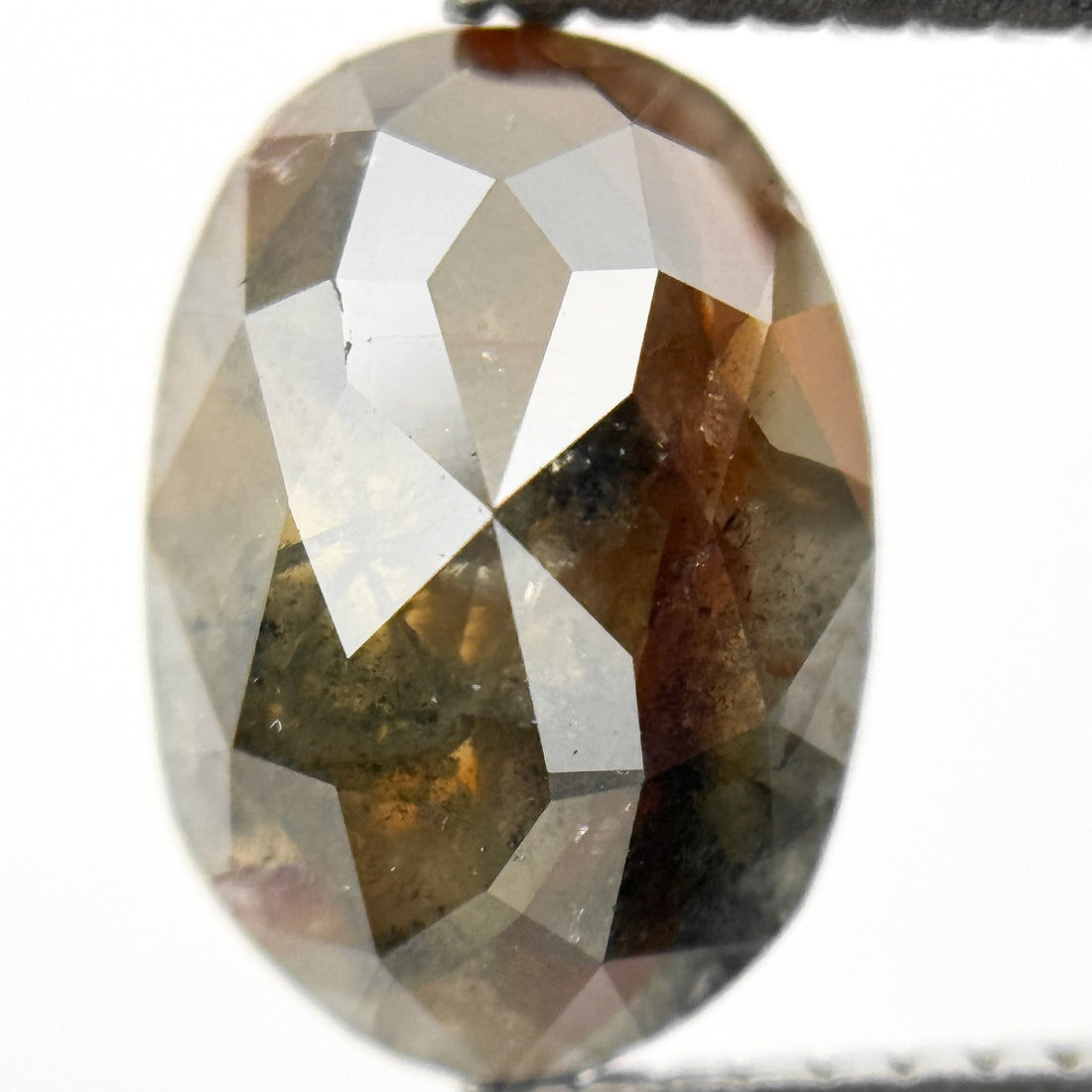 2.27 Ct Oval Rose Cut Brown Natural Salt and Pepper Diamond
