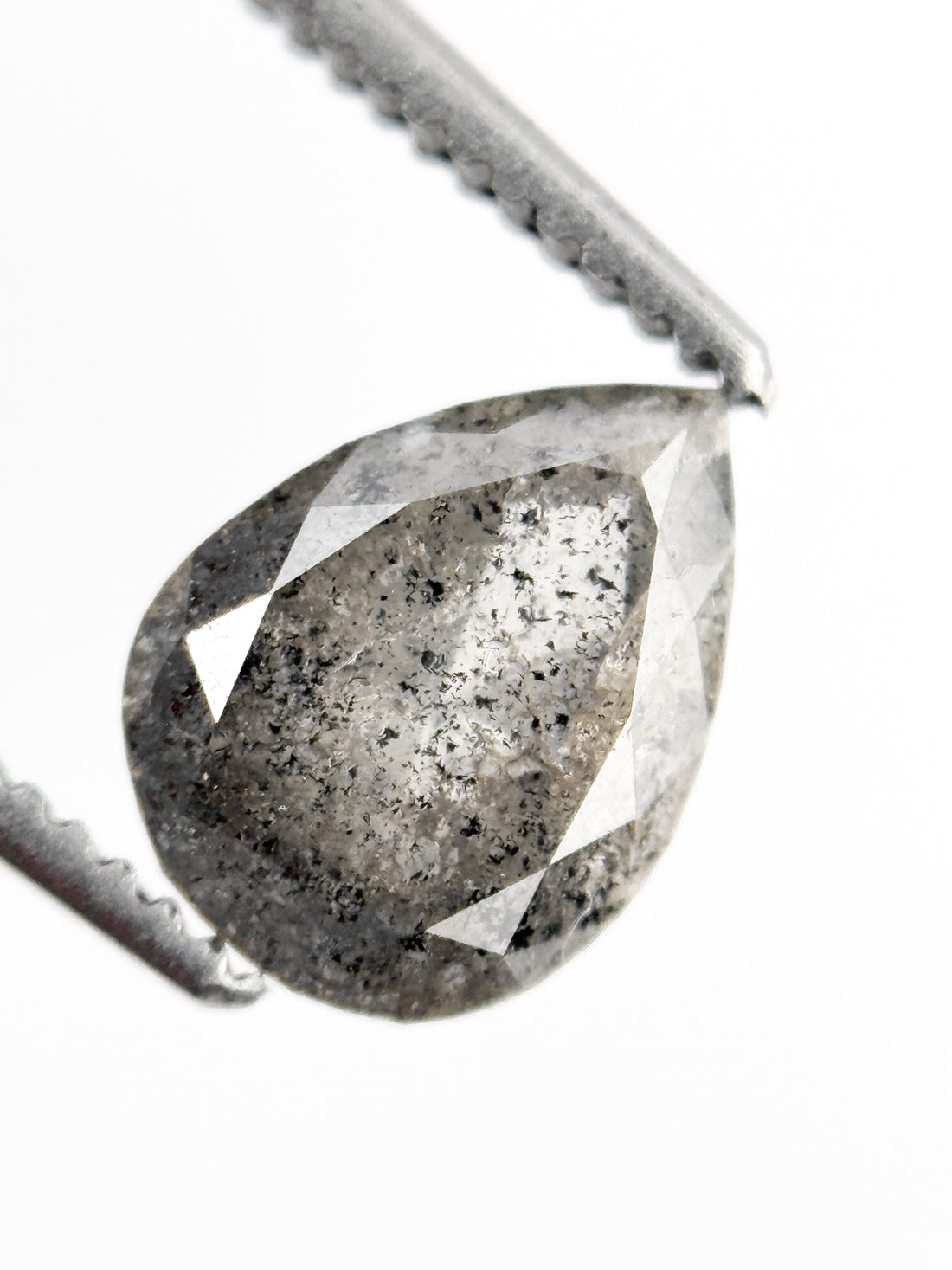 1.24 Ct Pear Rose Cut Grey Natural Galaxy Diamond