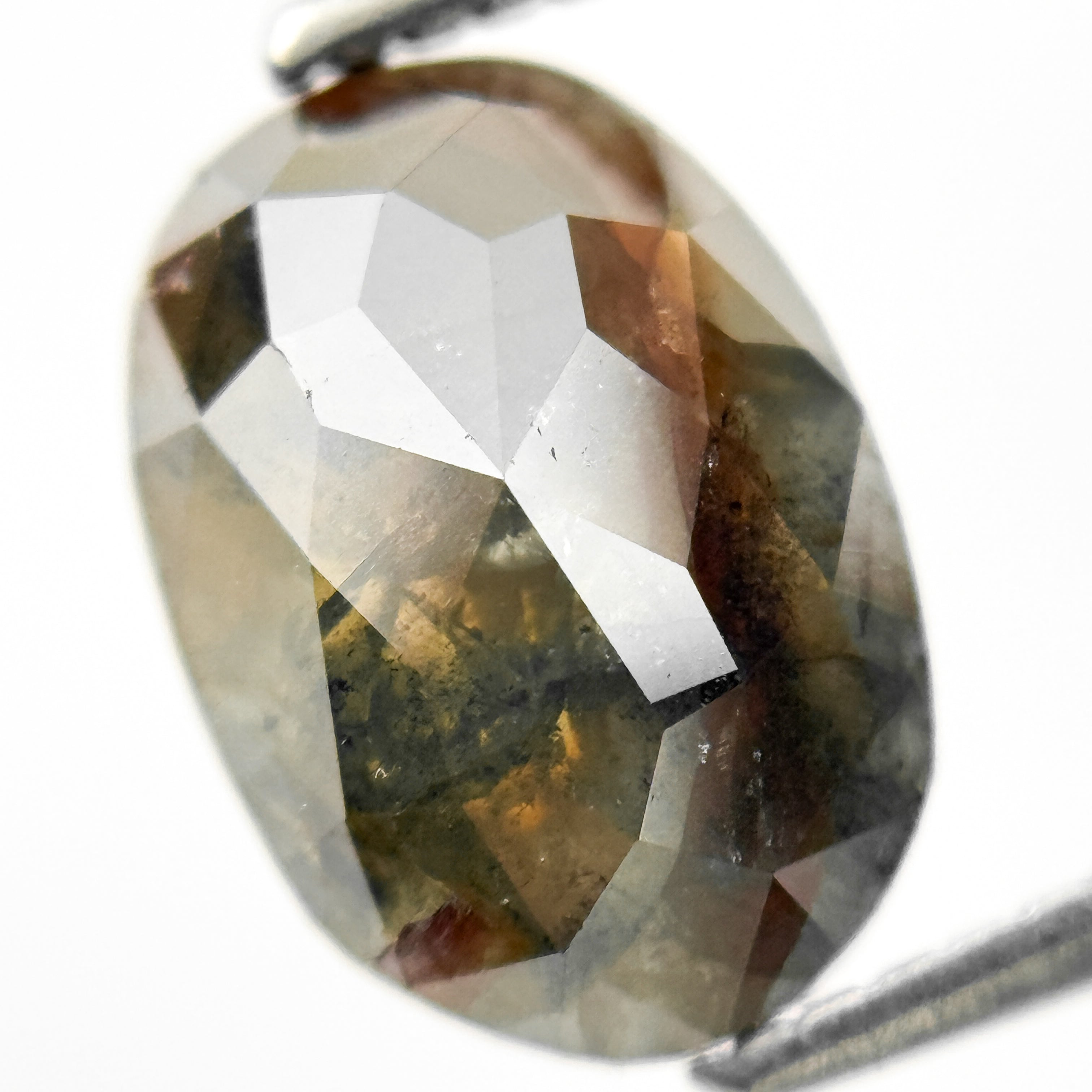 2.27 Ct Oval Rose Cut Brown Natural Salt and Pepper Diamond
