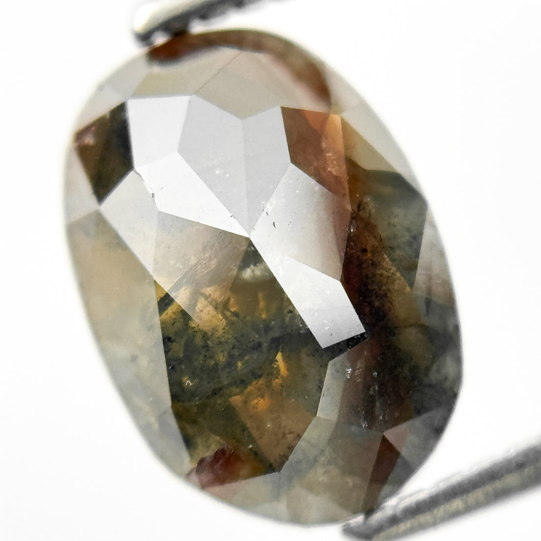 2.27 Ct Oval Rose Cut Brown Natural Salt and Pepper Diamond