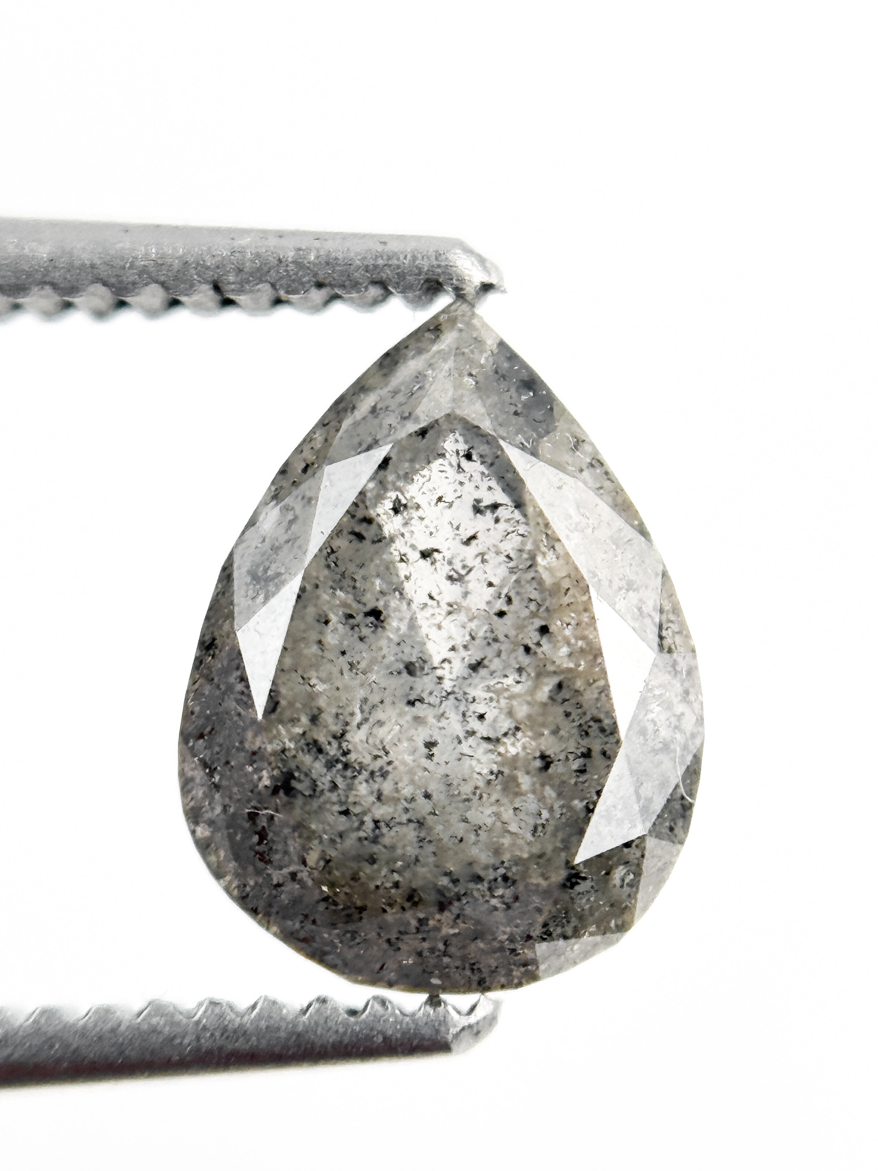 1.24 Ct Pear Rose Cut Grey Natural Galaxy Diamond
