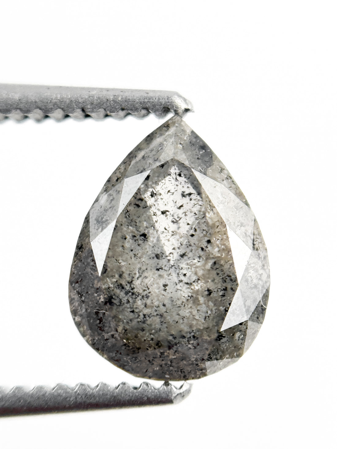 1.24 Ct Pear Rose Cut Grey Natural Galaxy Diamond