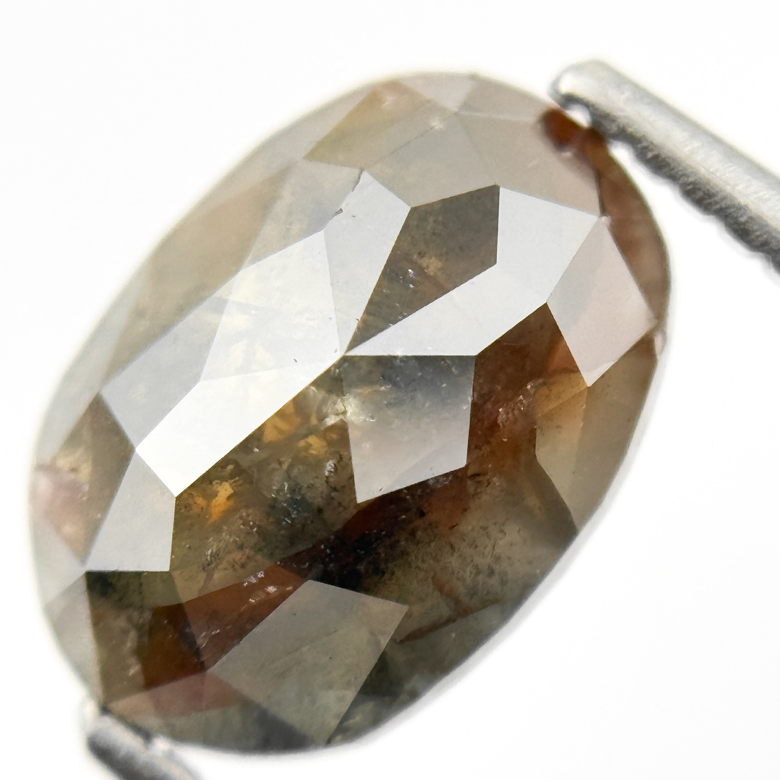 2.27 Ct Oval Rose Cut Brown Natural Salt and Pepper Diamond