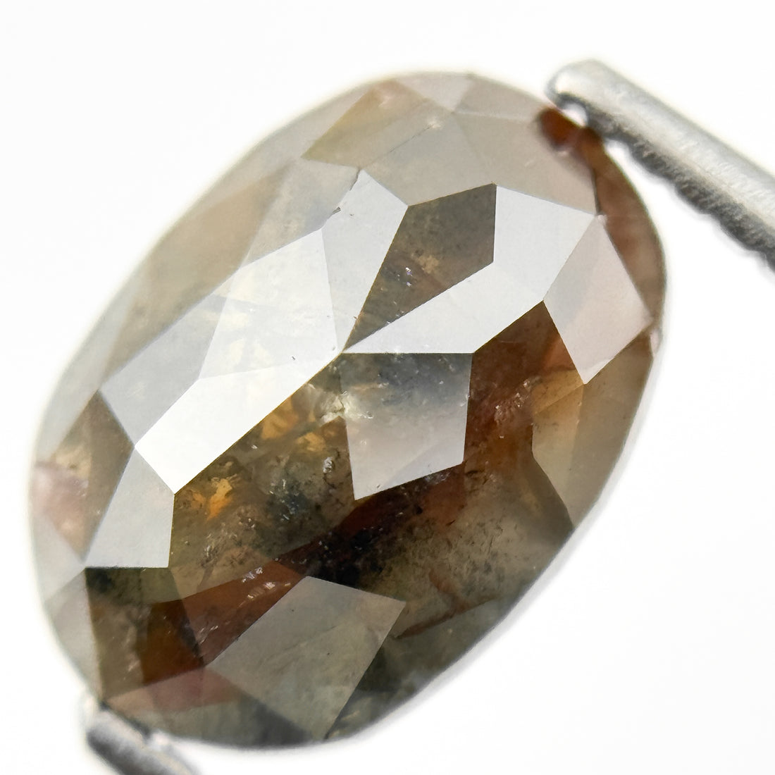 2.27 Ct Oval Rose Cut Brown Natural Salt and Pepper Diamond