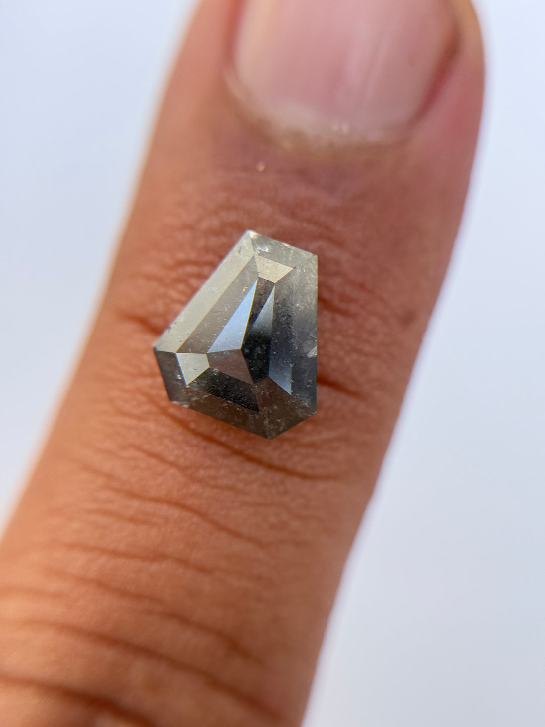 2.54 Ct Coffin Rose Cut Grey Natural Salt and Pepper Diamond