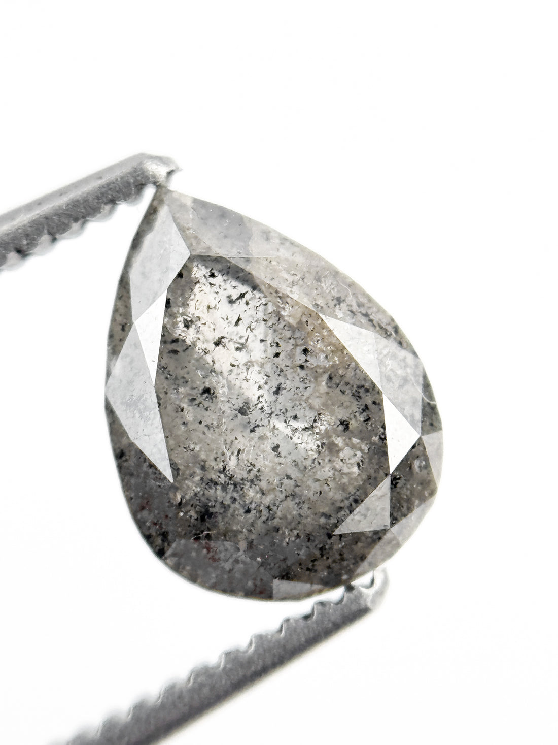 1.24 Ct Pear Rose Cut Grey Natural Galaxy Diamond