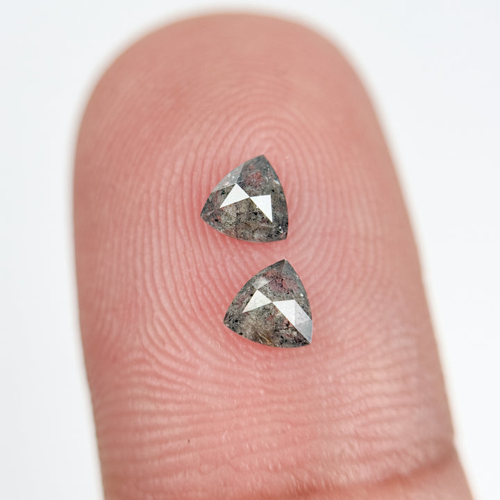 0.42 Ct Triangle Rose Cut Grey Natural Salt and Pepper Diamond