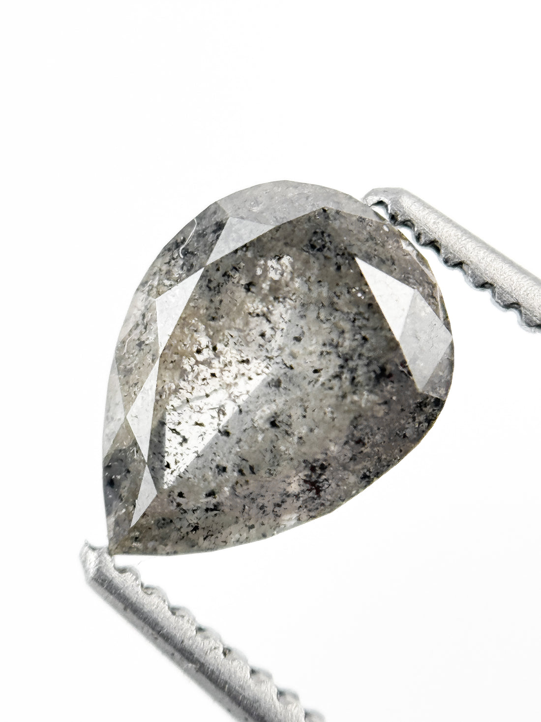 1.24 Ct Pear Rose Cut Grey Natural Galaxy Diamond