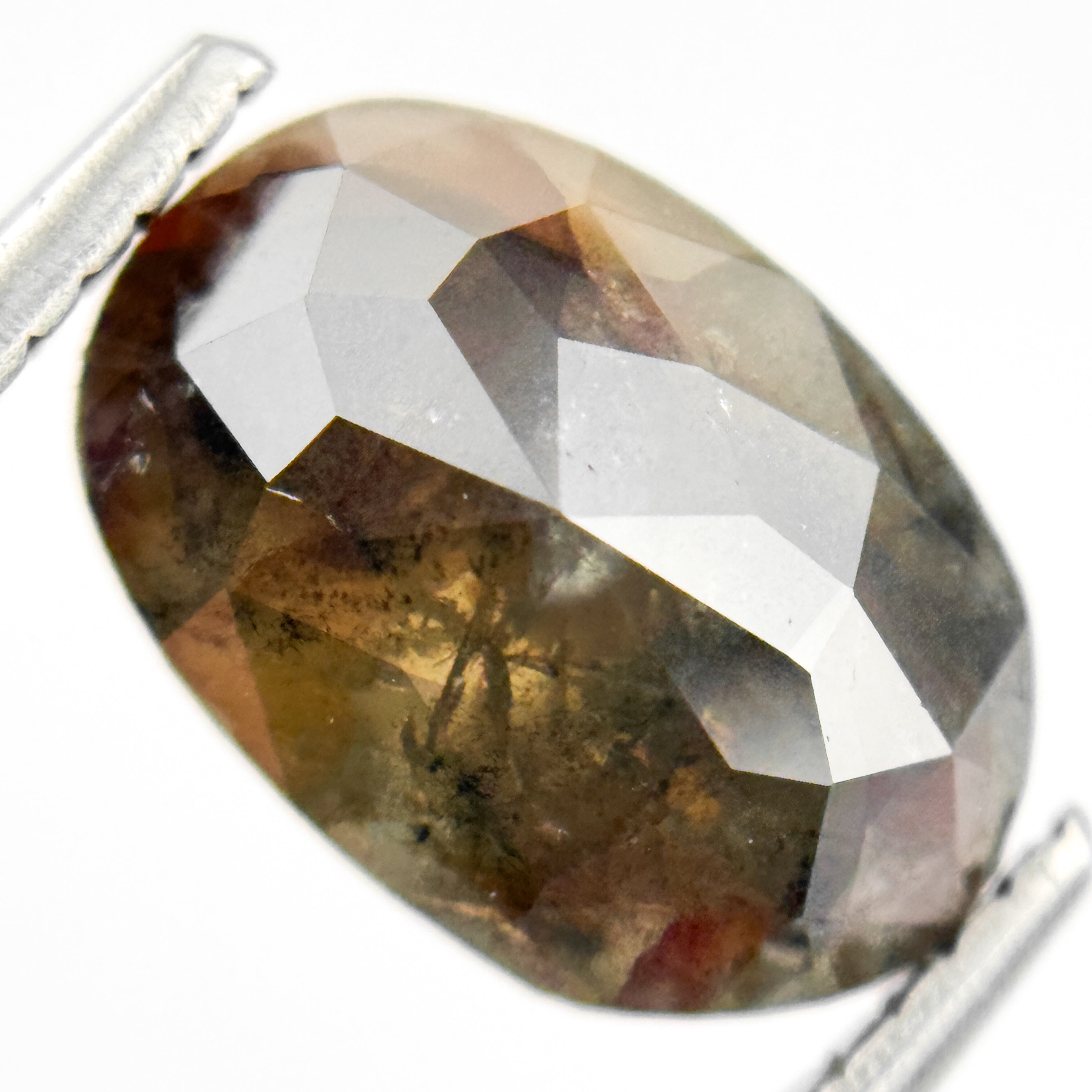 2.27 Ct Oval Rose Cut Brown Natural Salt and Pepper Diamond