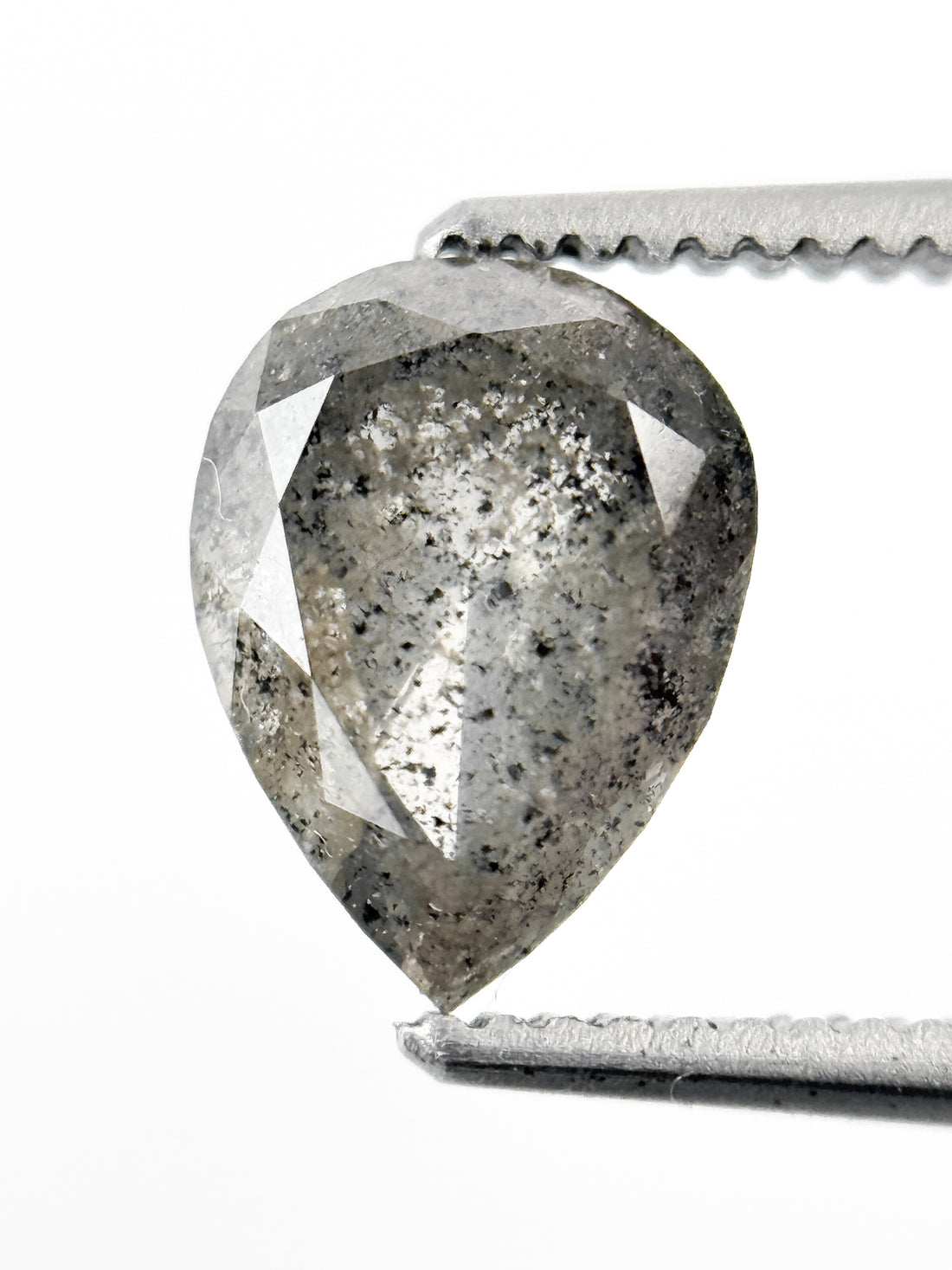 1.24 Ct Pear Rose Cut Grey Natural Galaxy Diamond
