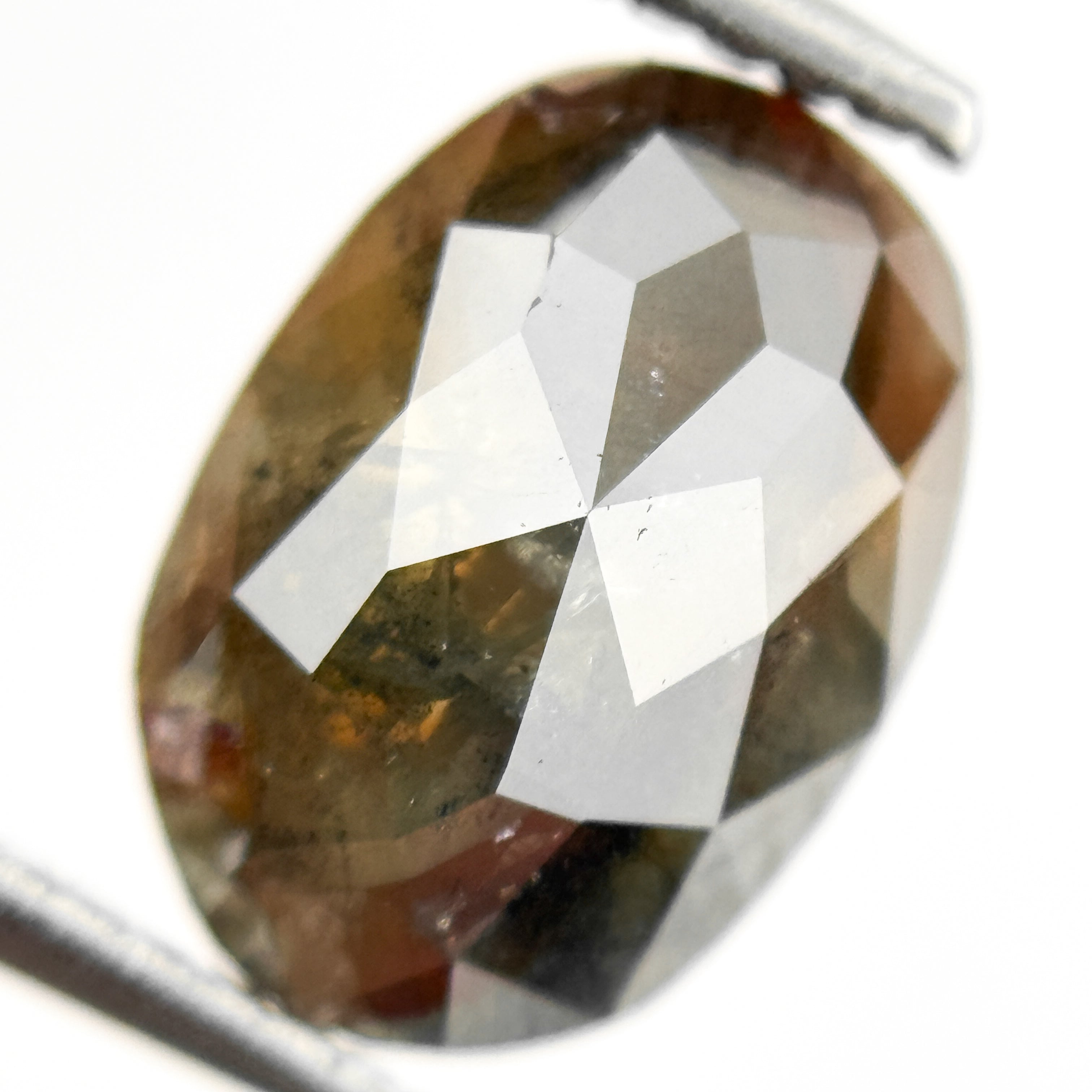 2.27 Ct Oval Rose Cut Brown Natural Salt and Pepper Diamond
