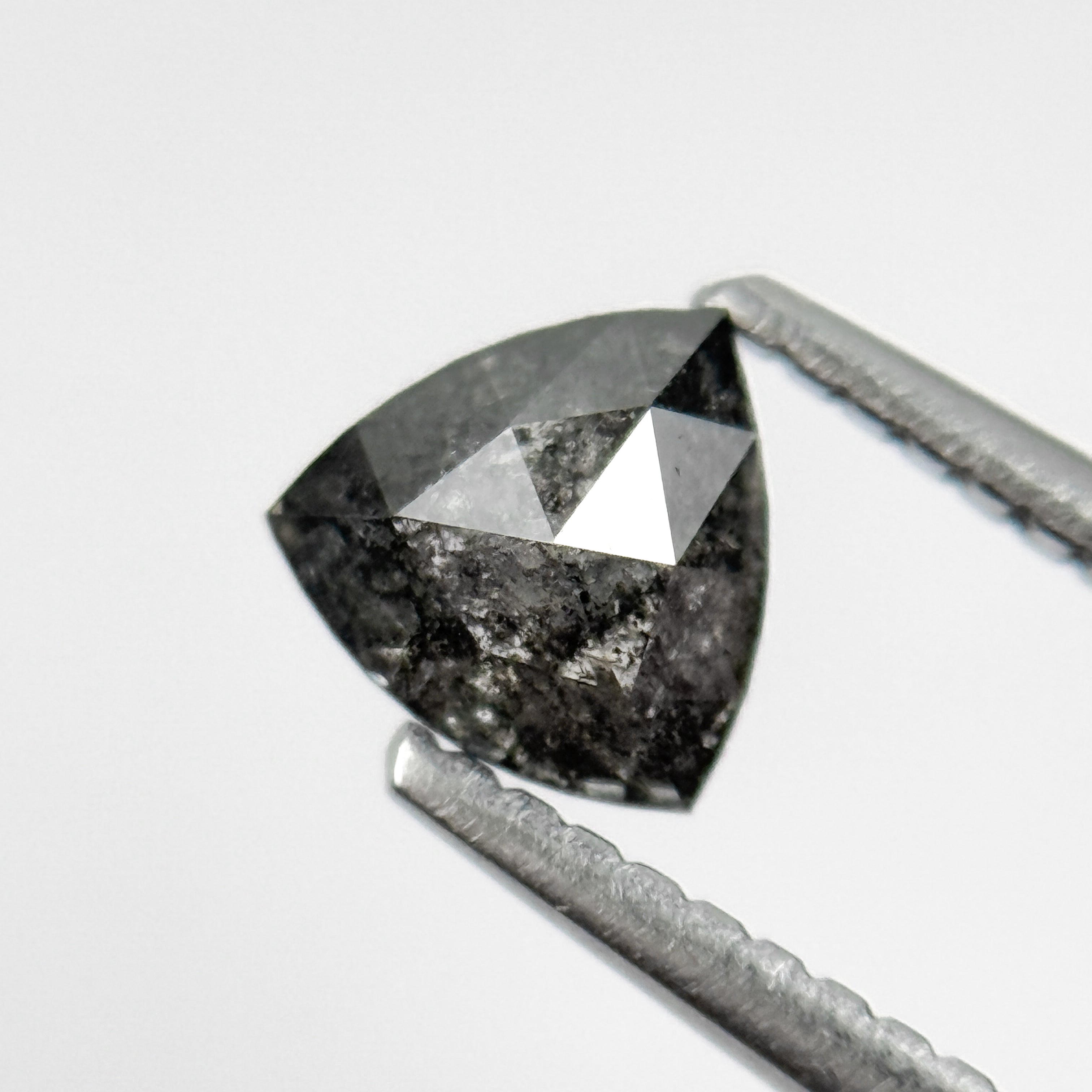 0.42 Ct Trillion Rose Cut Grey Natural Salt and Pepper Diamond