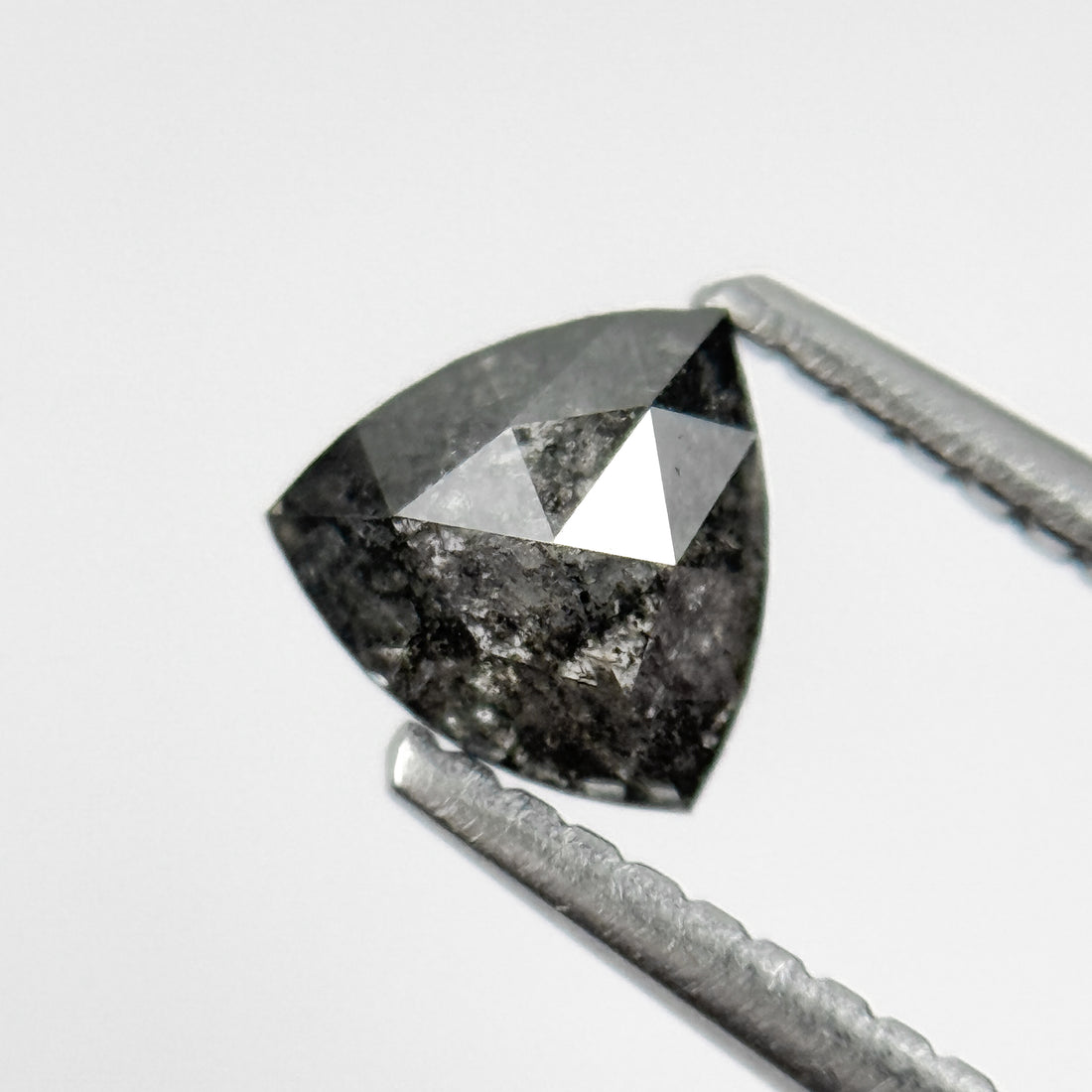 0.42 Ct Trillion Rose Cut Grey Natural Salt and Pepper Diamond