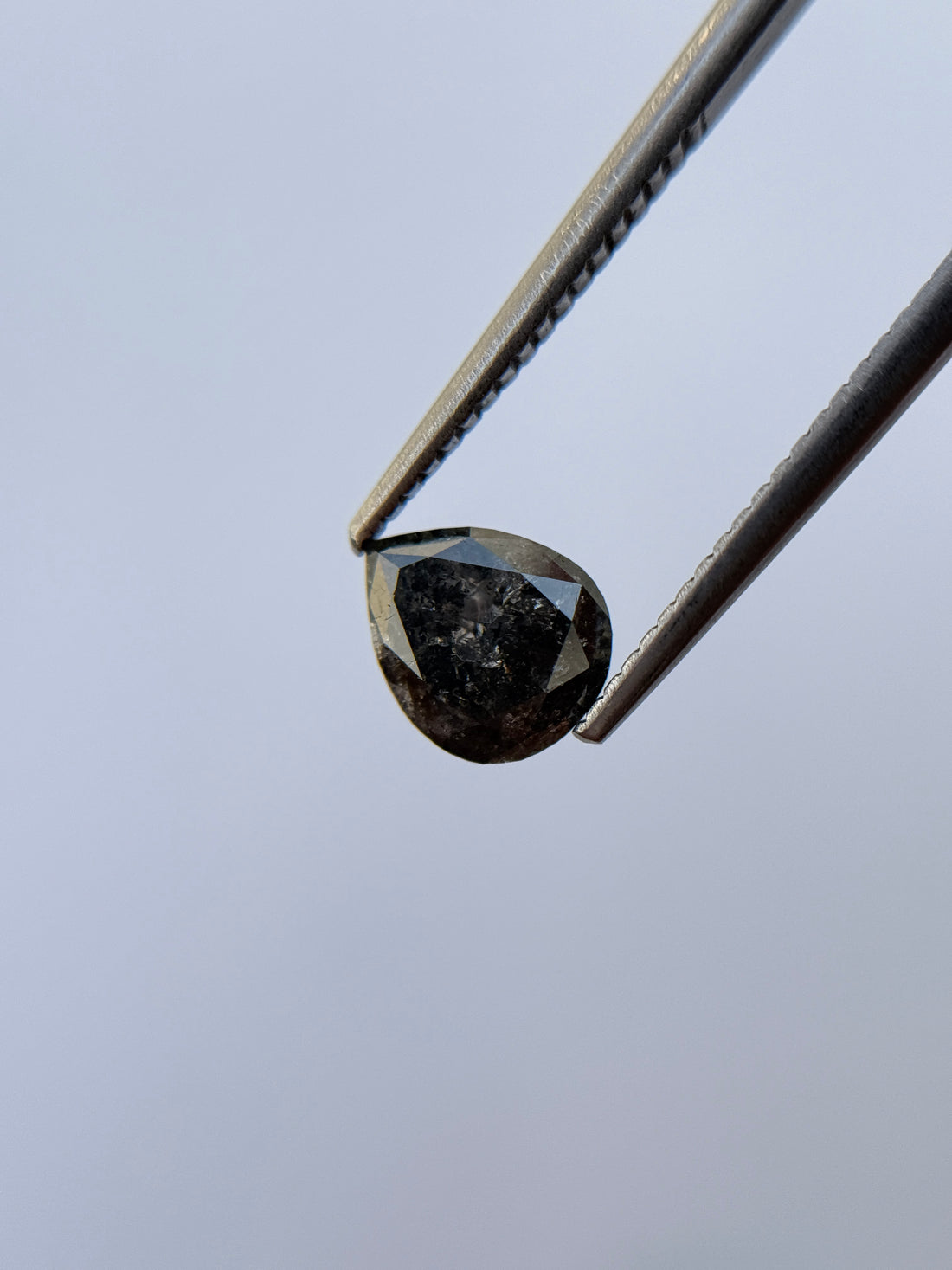 1.25 Ct Pear Rose Cut Grey Natural Salt and Pepper Diamond