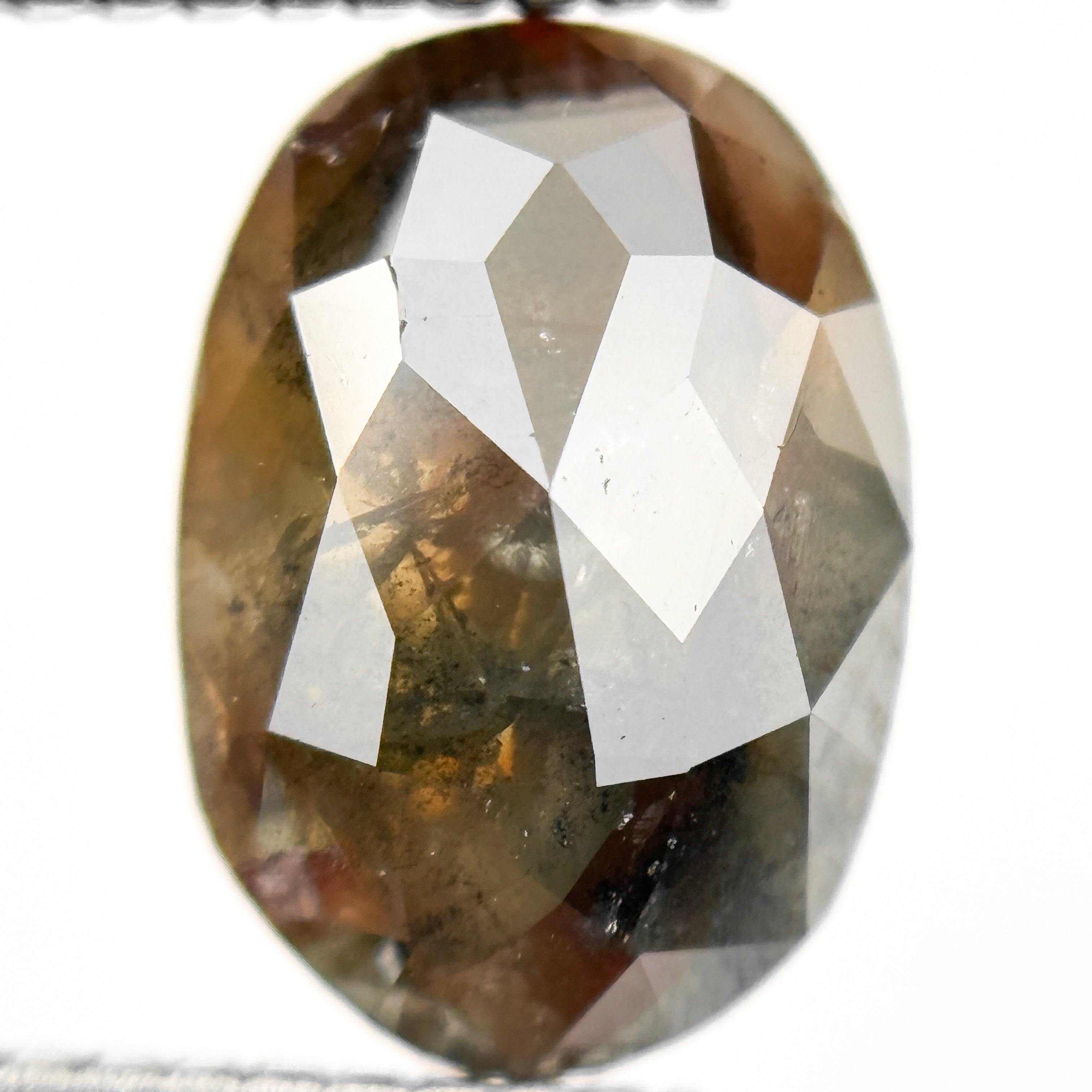 2.27 Ct Oval Rose Cut Brown Natural Salt and Pepper Diamond