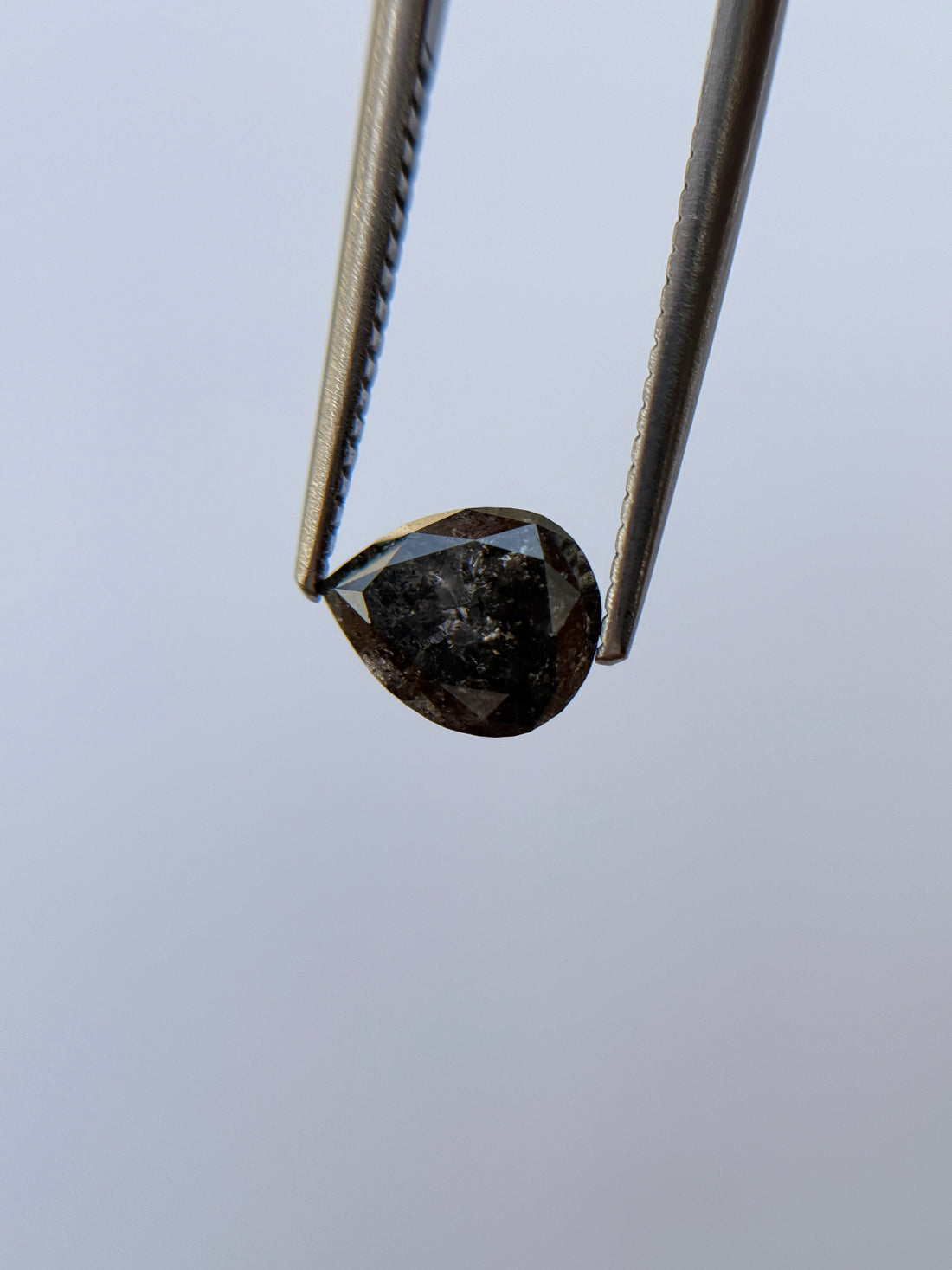 1.25 Ct Pear Rose Cut Grey Natural Salt and Pepper Diamond