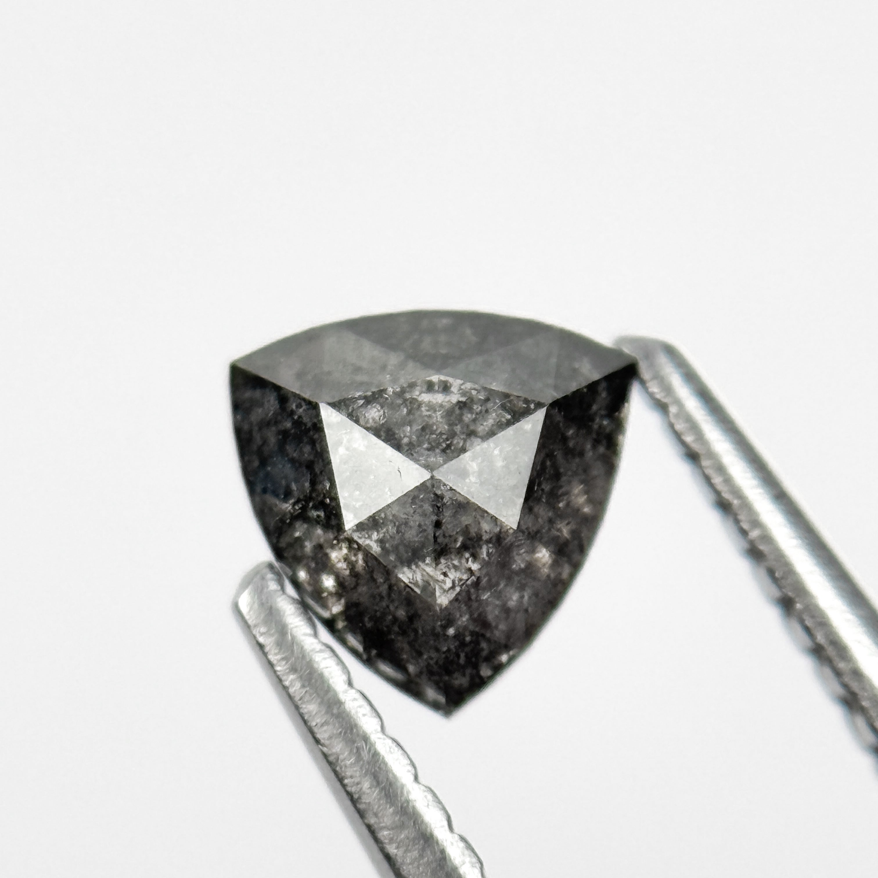 0.42 Ct Trillion Rose Cut Grey Natural Salt and Pepper Diamond