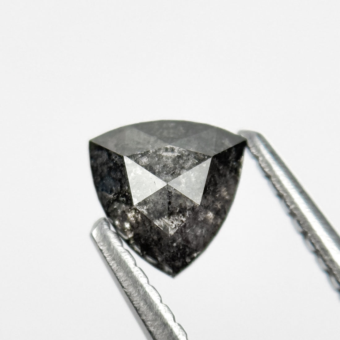 0.42 Ct Trillion Rose Cut Grey Natural Salt and Pepper Diamond